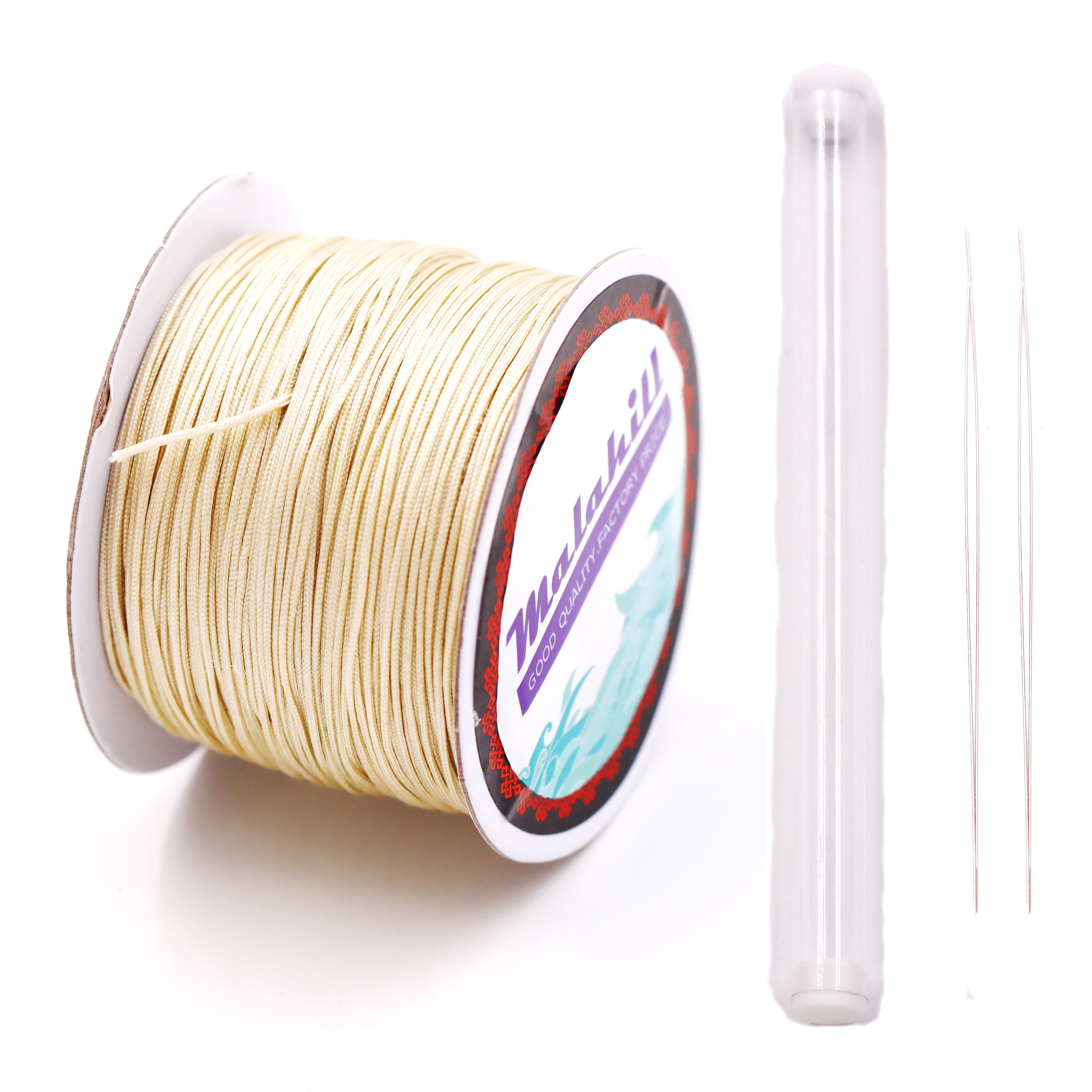 Malahill Inelastic Beading Cord for Necklace, sold per bag 1 roll beading cord 2 pieces beading needle inside