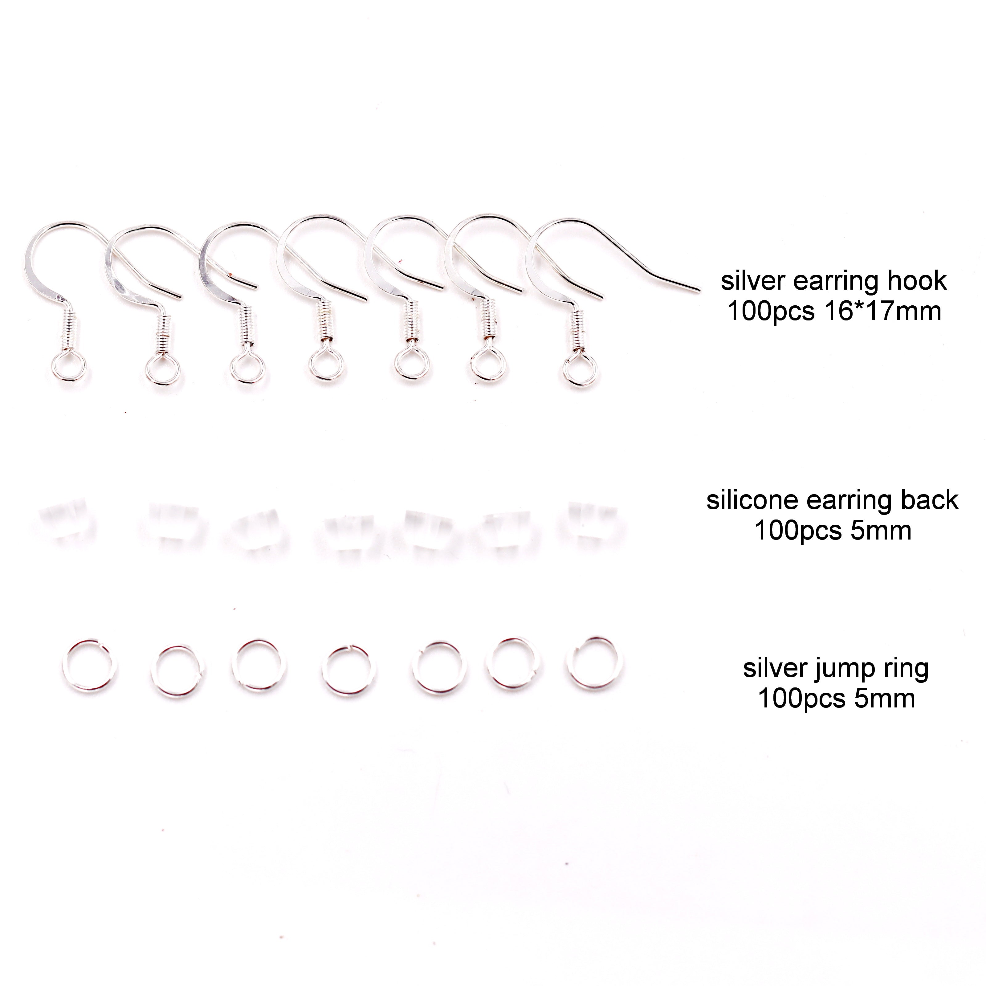 Malahill Excerllent Quality Earring Findings for Jewelry Making, 100 pcs/50 pairs Earring Hook with Earring Backs