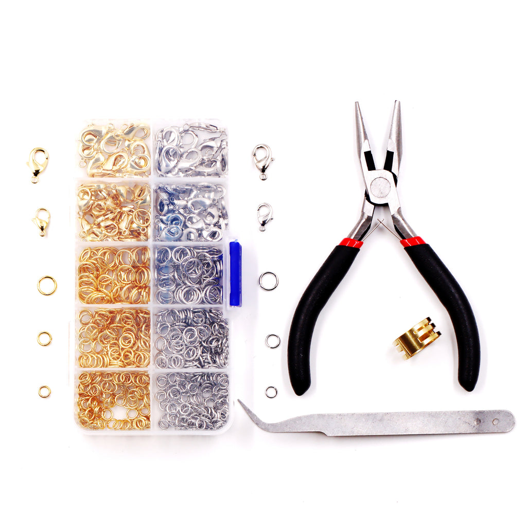 Malahill Jewelry Findings Kit with for Jewelry Making, 550Pcs Open Jump Rings and Lobster Clasps with Pliers for bracelets necklaces Making, B1 Excellent Quality