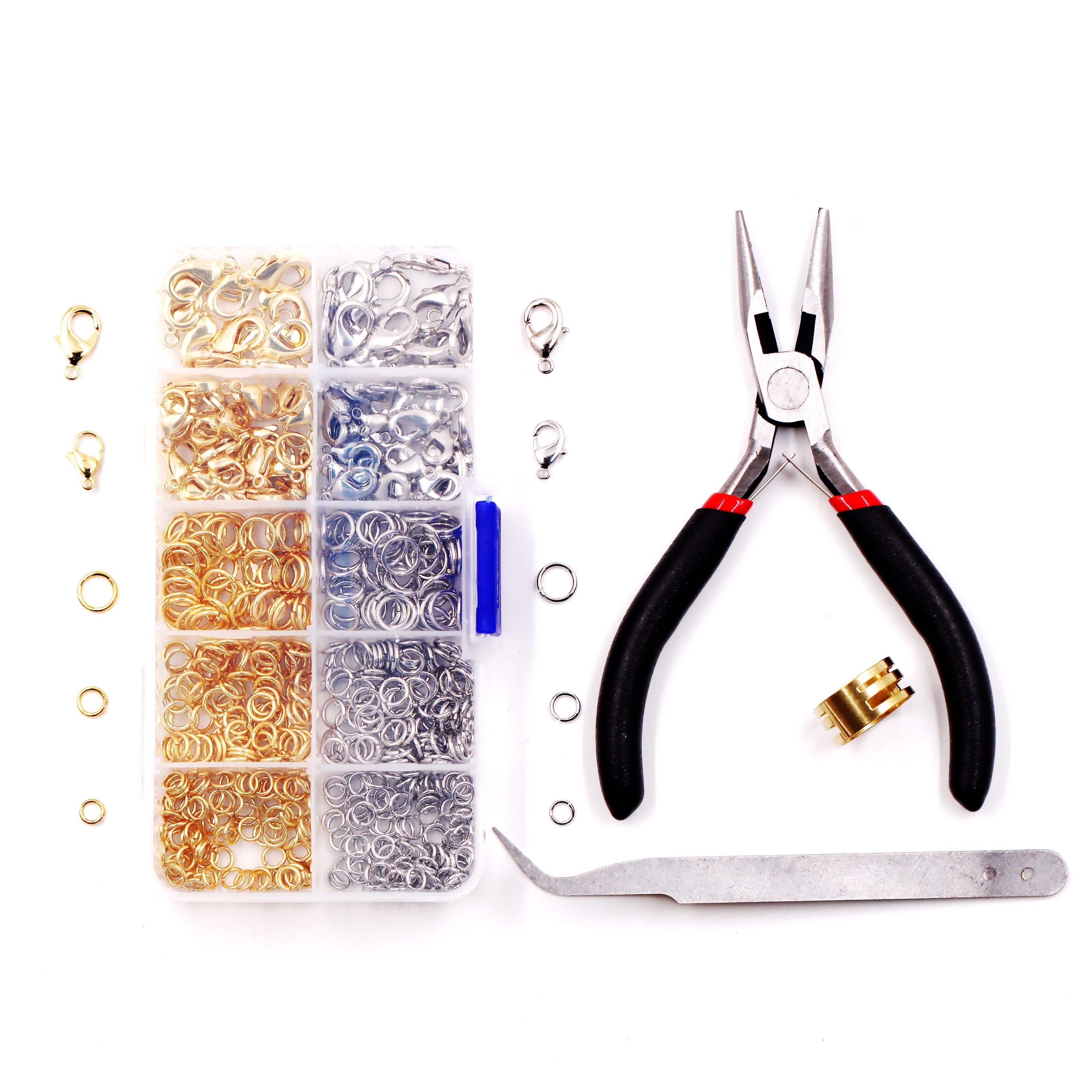 Malahill Jewelry Findings Kit with for Jewelry Making, 550Pcs Open Jump Rings and Lobster Clasps with Pliers for bracelets necklaces Making, B1 Excellent Quality