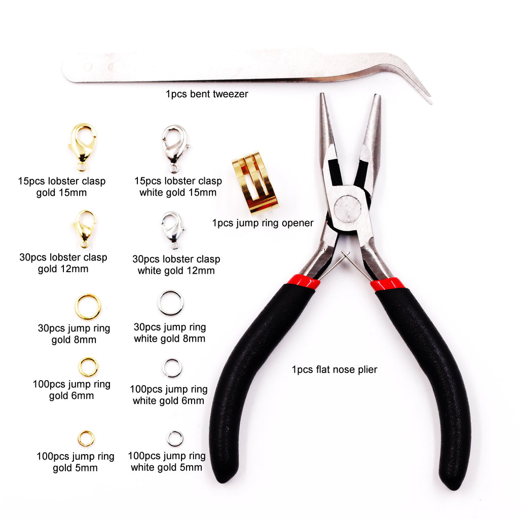 Malahill Jewelry Findings Kit with for Jewelry Making, 550Pcs Open Jump Rings and Lobster Clasps with Pliers for bracelets necklaces Making, B1 Excellent Quality