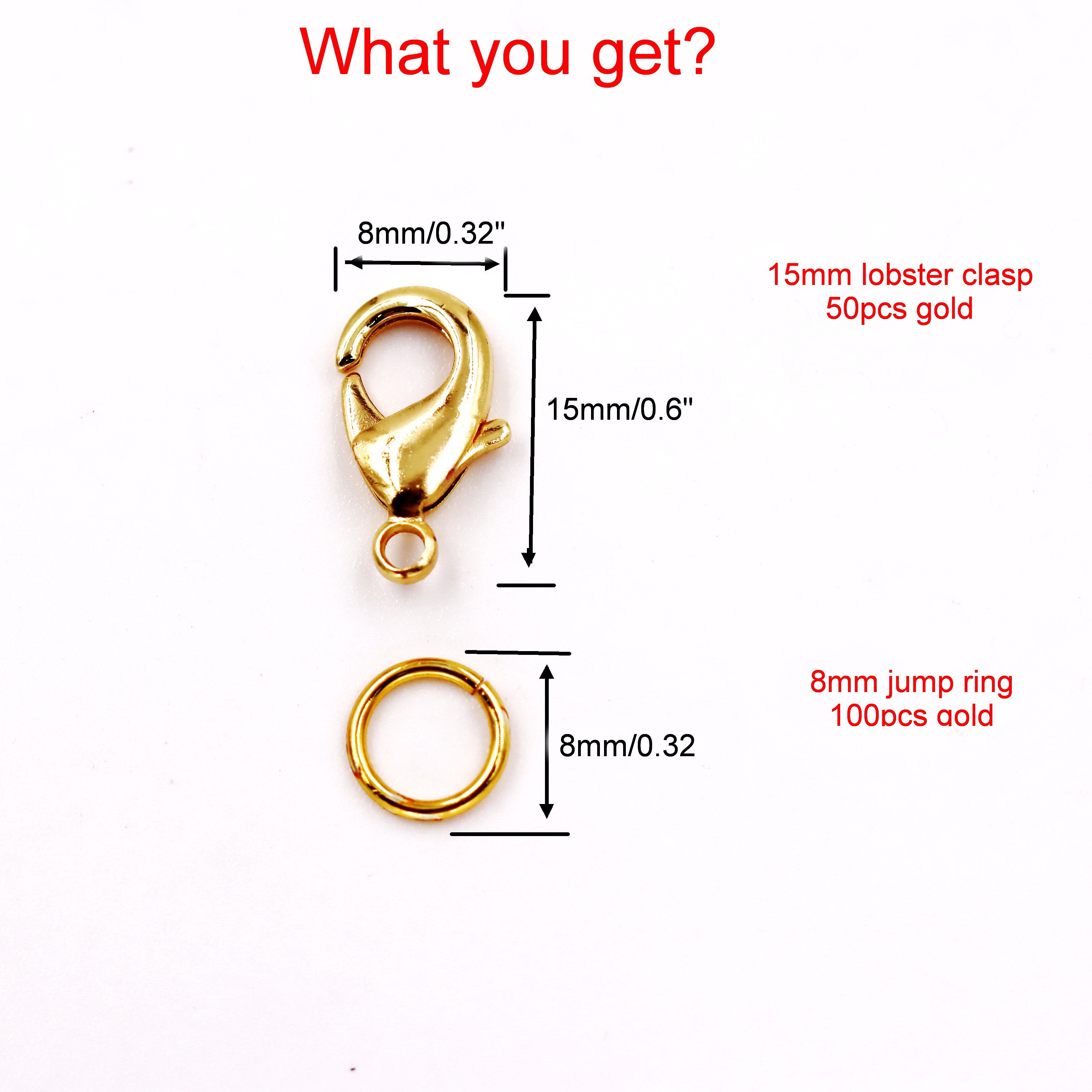 Malahill Jewelry Findings Kit with for Jewelry Making, 50Pcs Lobster Clasps with 100pcs Open Jump Rings for bracelets necklaces Making, B5 Excellent Quality