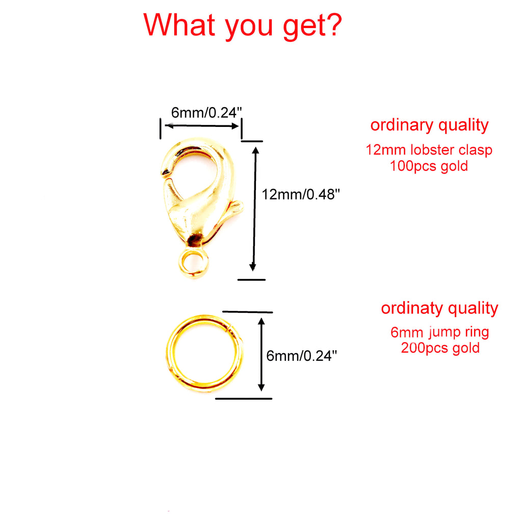 Malahill Jewelry Findings Kit with for Jewelry Making, 300Pcs Open Jump Rings and Lobster Clasps, A4 Ordinary Quality