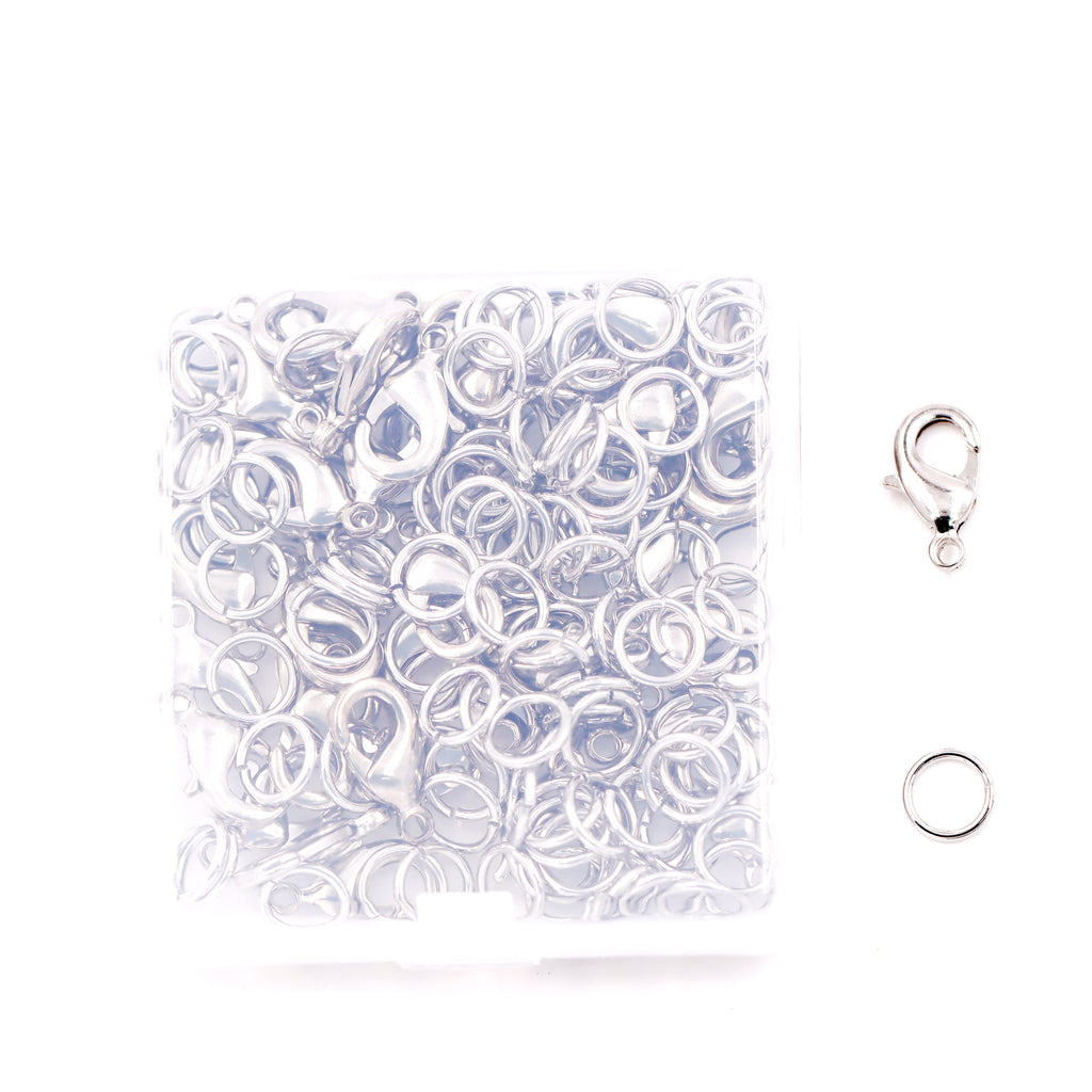 Malahill Jewelry Findings Kit with for Jewelry Making, 50Pcs Lobster Clasps with 100pcs Open Jump Rings for bracelets necklaces Making, B4 Excellent Quality