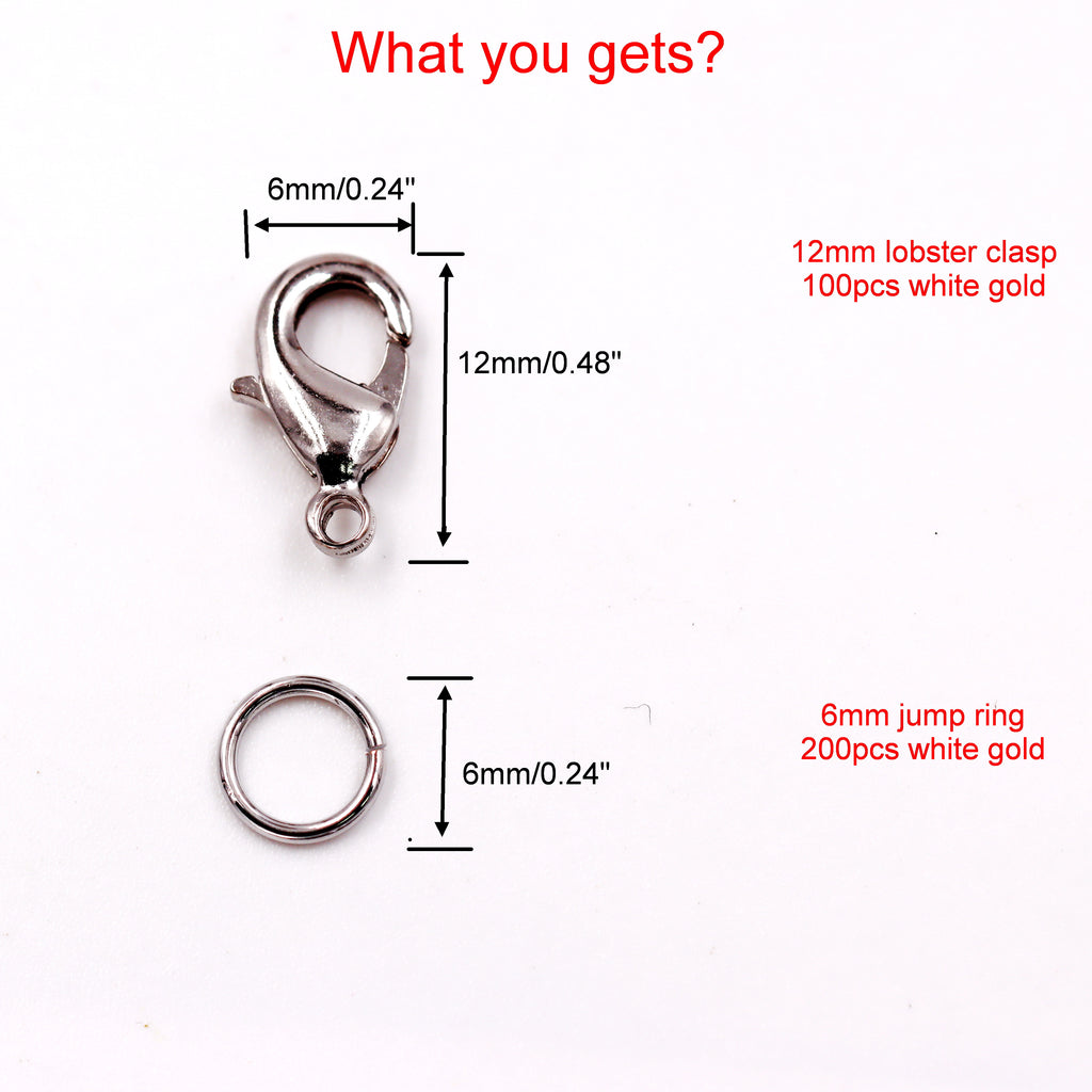 Malahill Jewelry Findings Kit with for Jewelry Making, 100Pcs Lobster Clasps with 200pcs Open Jump Rings for bracelets necklaces Making, B2 Excellent Quality