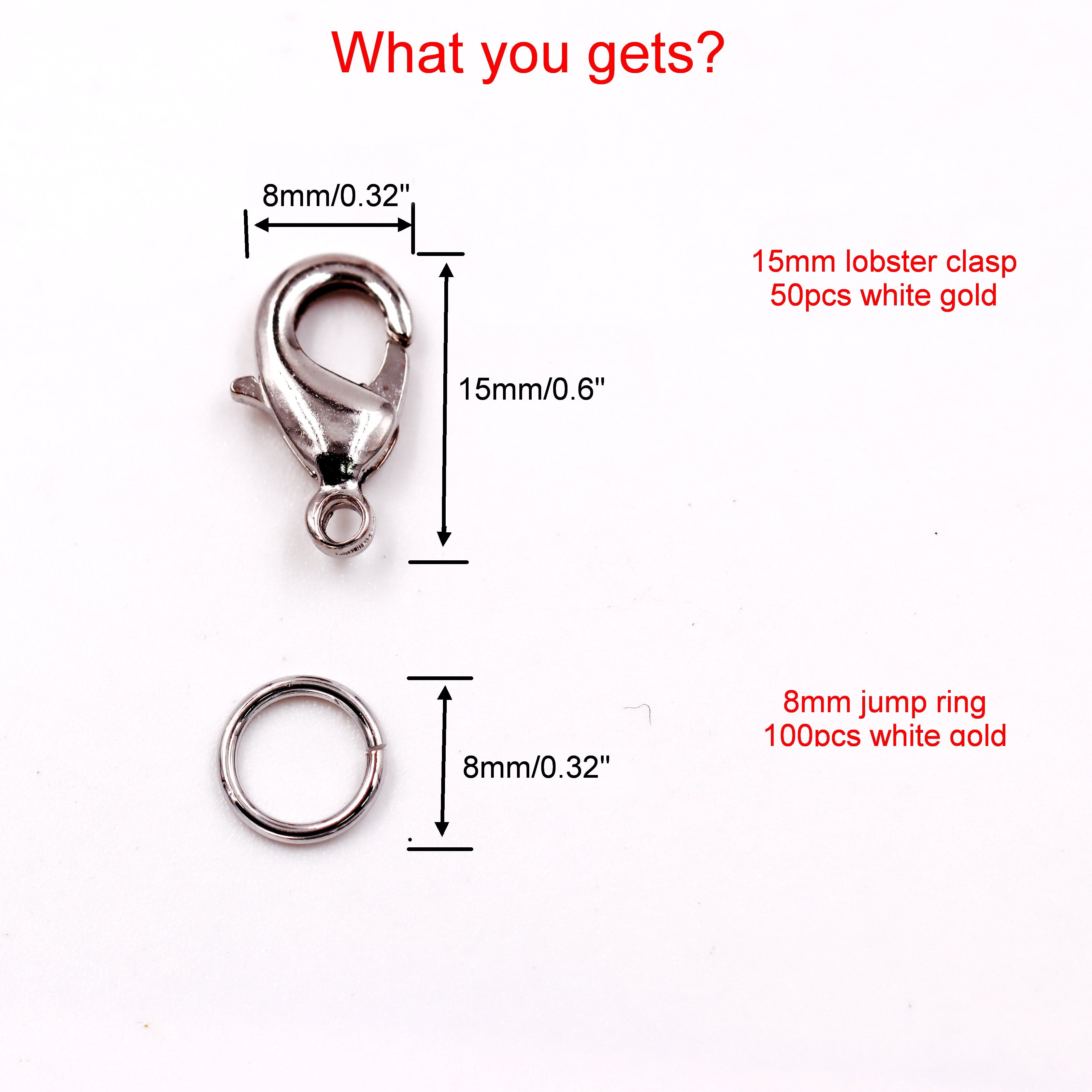 Malahill Jewelry Findings Kit with for Jewelry Making, 50Pcs Lobster Clasps with 100pcs Open Jump Rings for bracelets necklaces Making, B4 Excellent Quality