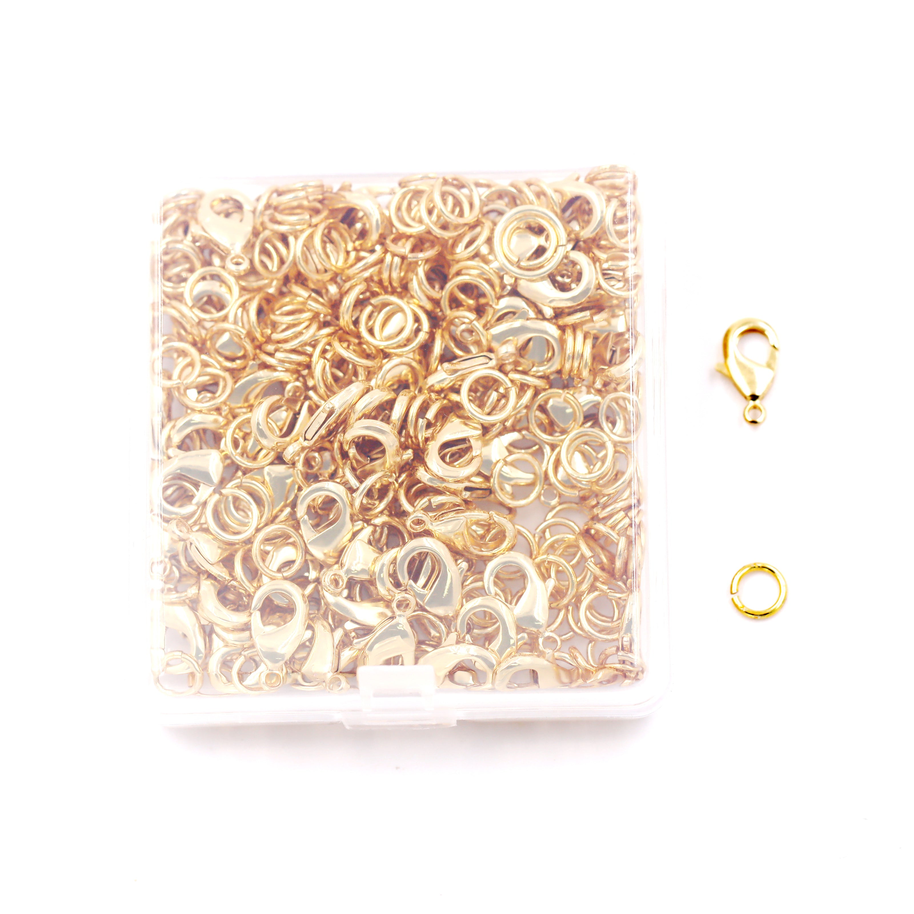 Malahill Jewelry Findings Kit with for Jewelry Making, 100Pcs Lobster Clasps with 200pcs Open Jump Rings for bracelets necklaces Making, B3 Excellent Quality