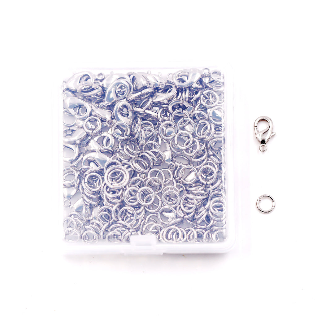 Malahill Jewelry Findings Kit with for Jewelry Making, 100Pcs Lobster Clasps with 200pcs Open Jump Rings for bracelets necklaces Making, B2 Excellent Quality