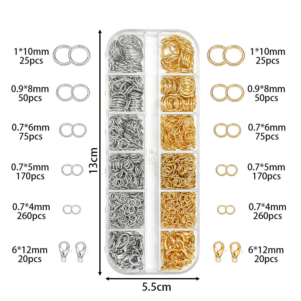 Malahill Jewelry Findings Kit with for Jewelry Making, 1100Pcs Open Jump Rings and Lobster Clasps, A7 Ordinary Quality