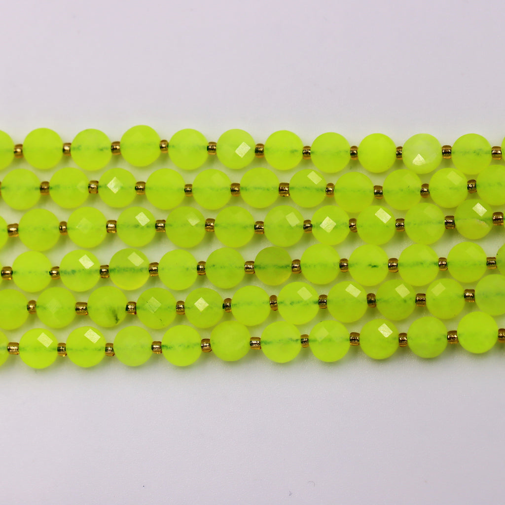 Malahill faceted flat round stone beads for jewelry making, sold per bag 5 strands inside, Dyed Jade-1 beads