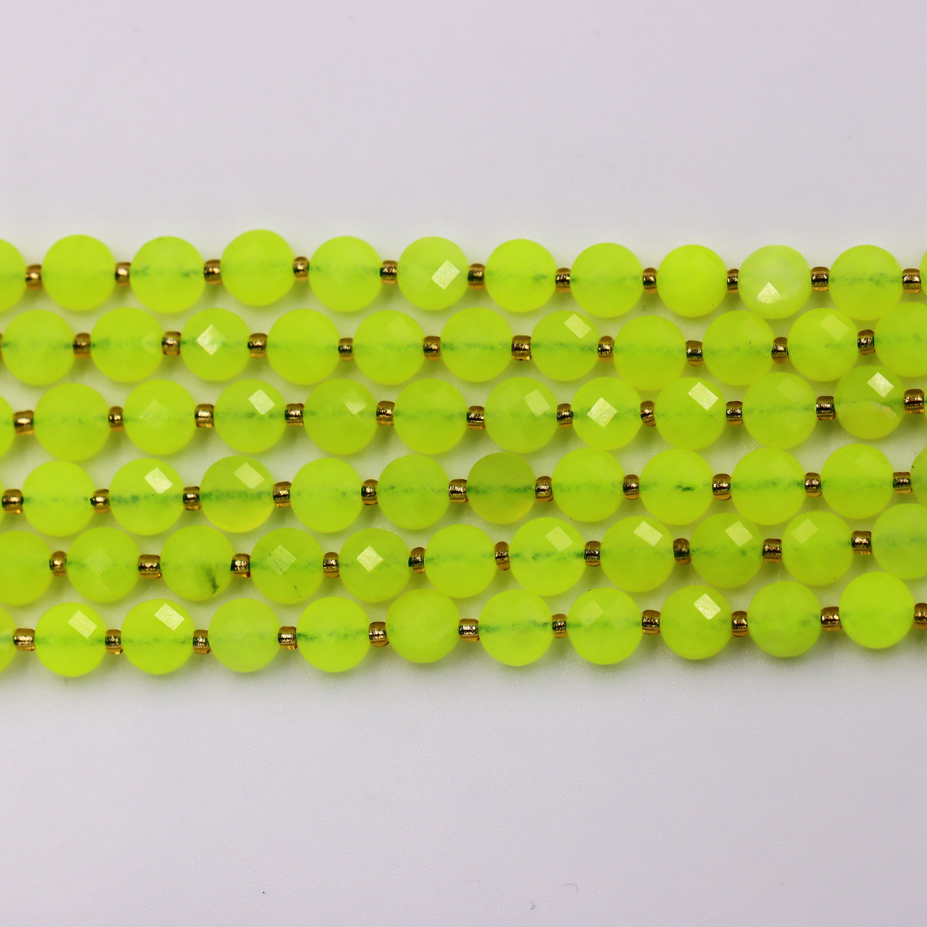 Malahill faceted flat round stone beads for jewelry making, sold per bag 5 strands inside, Dyed Jade-1 beads