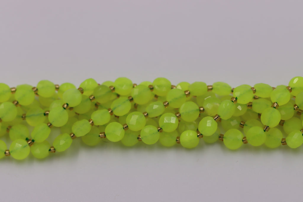 Malahill faceted flat round stone beads for jewelry making, sold per bag 5 strands inside, Dyed Jade-1 beads