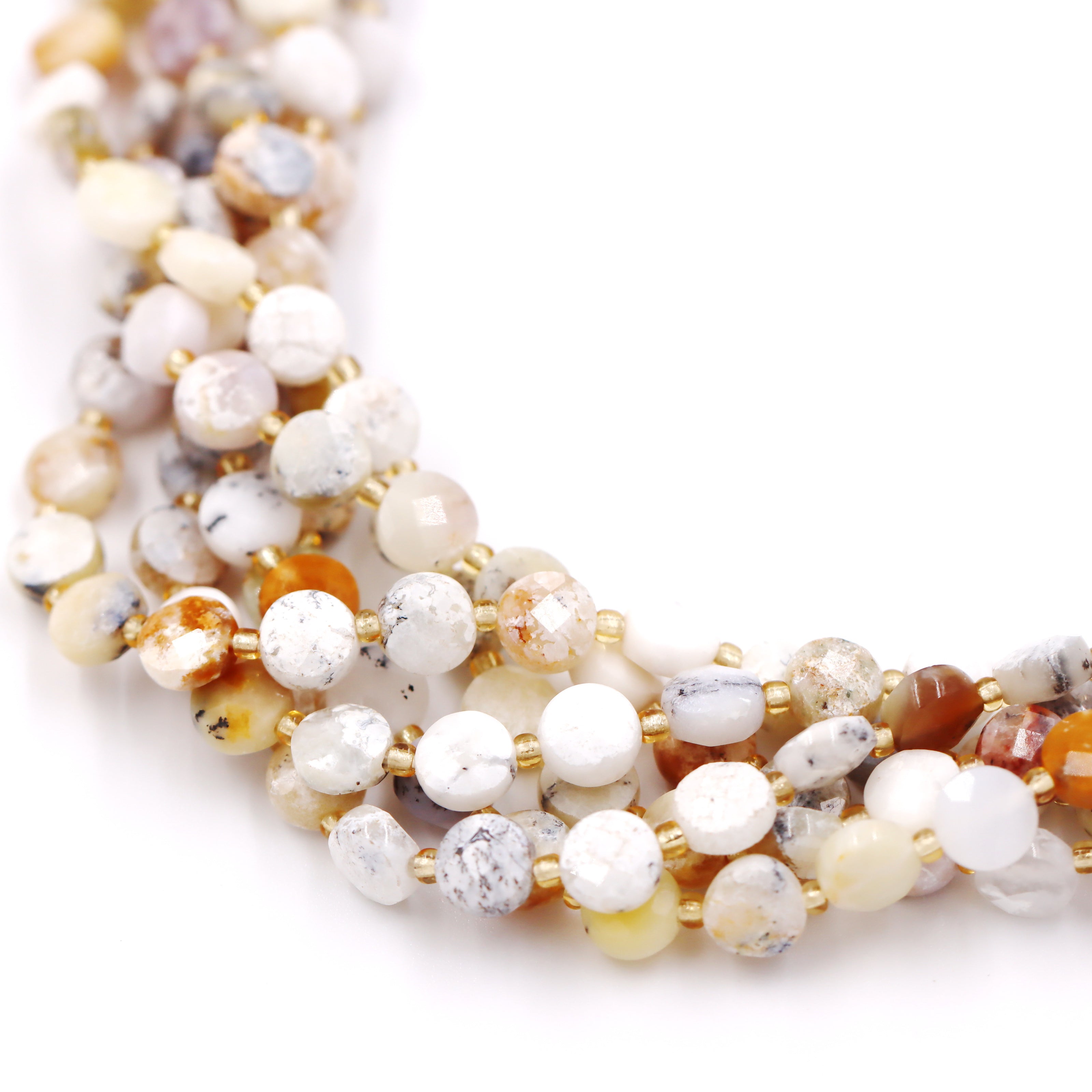 Malahill faceted flat round stone beads for jewelry making, sold per bag 5 strands inside, White Jasper beads