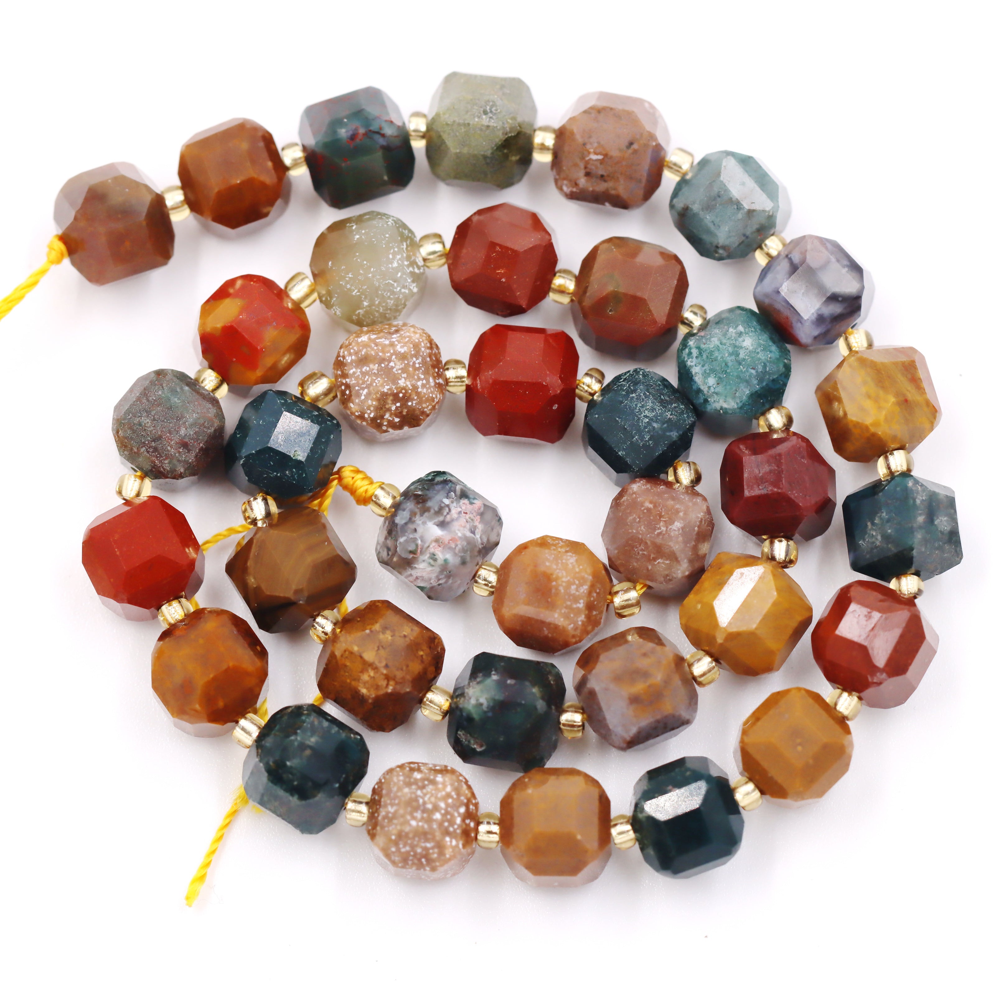 Malahill faceted cube stone beads for jewelry making, sold per bag 5 strands inside, Ocean Agate beads