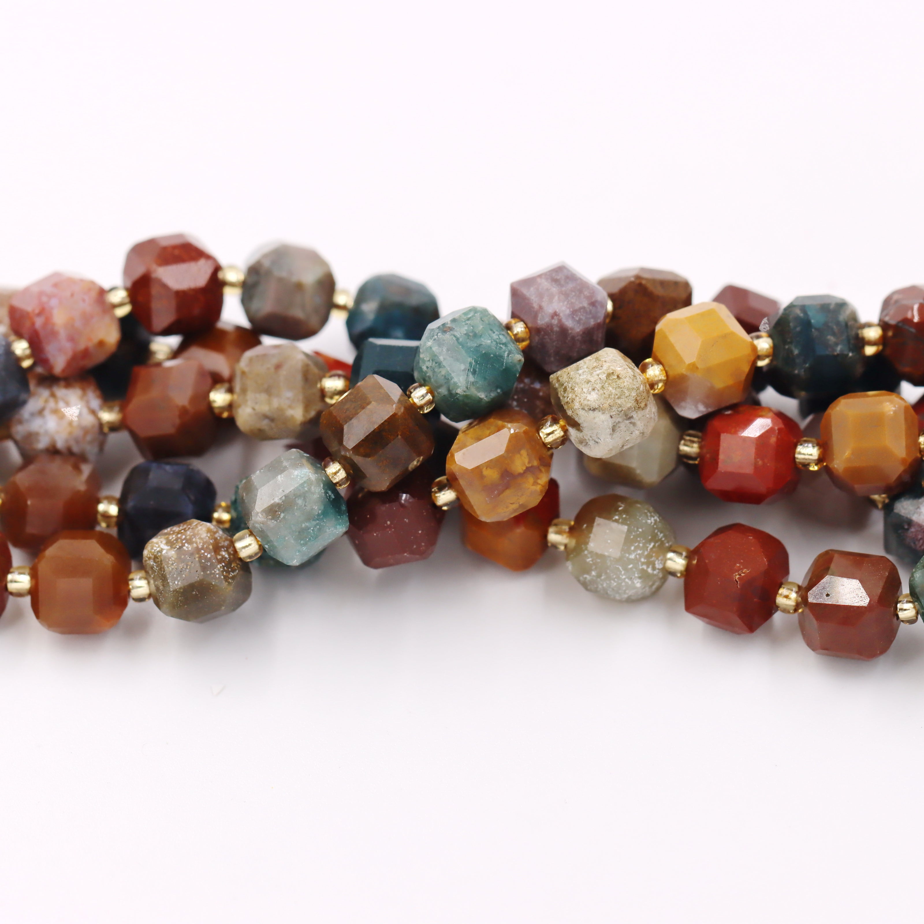 Malahill faceted cube stone beads for jewelry making, sold per bag 5 strands inside, Ocean Agate beads