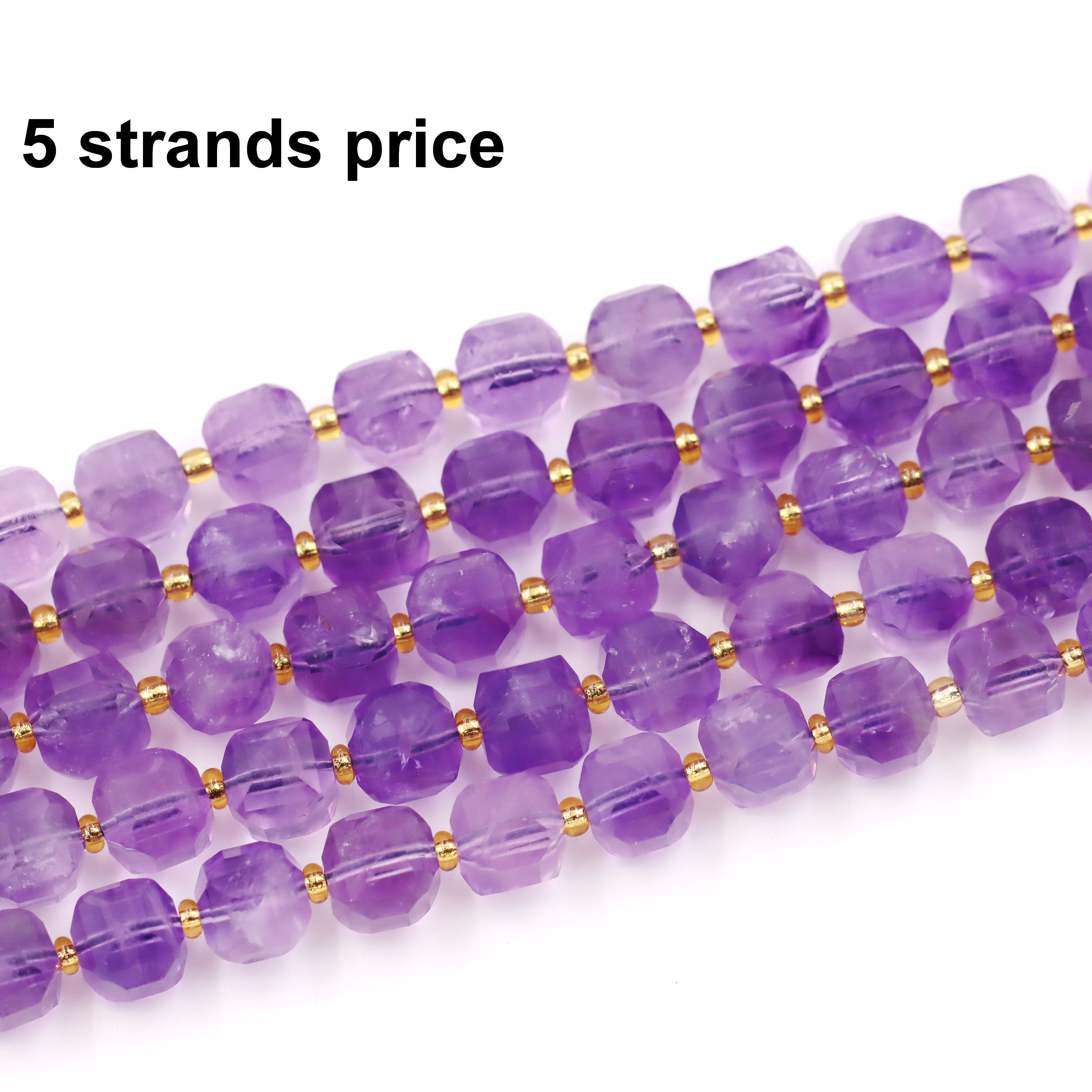 Malahill faceted cube stone beads for jewelry making, sold per bag 5 strands inside, Amethyst beads