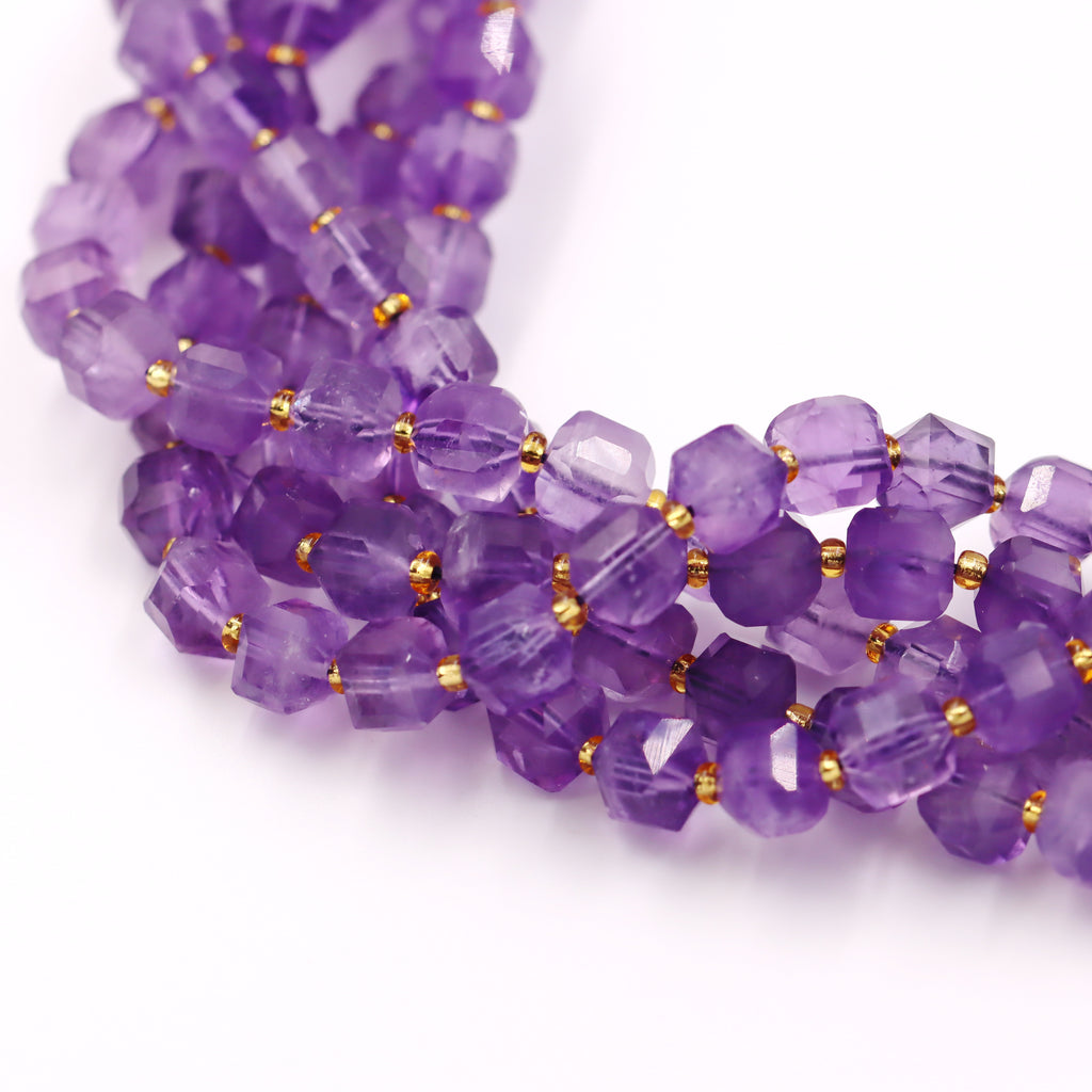 Malahill faceted cube stone beads for jewelry making, sold per bag 5 strands inside, Amethyst beads
