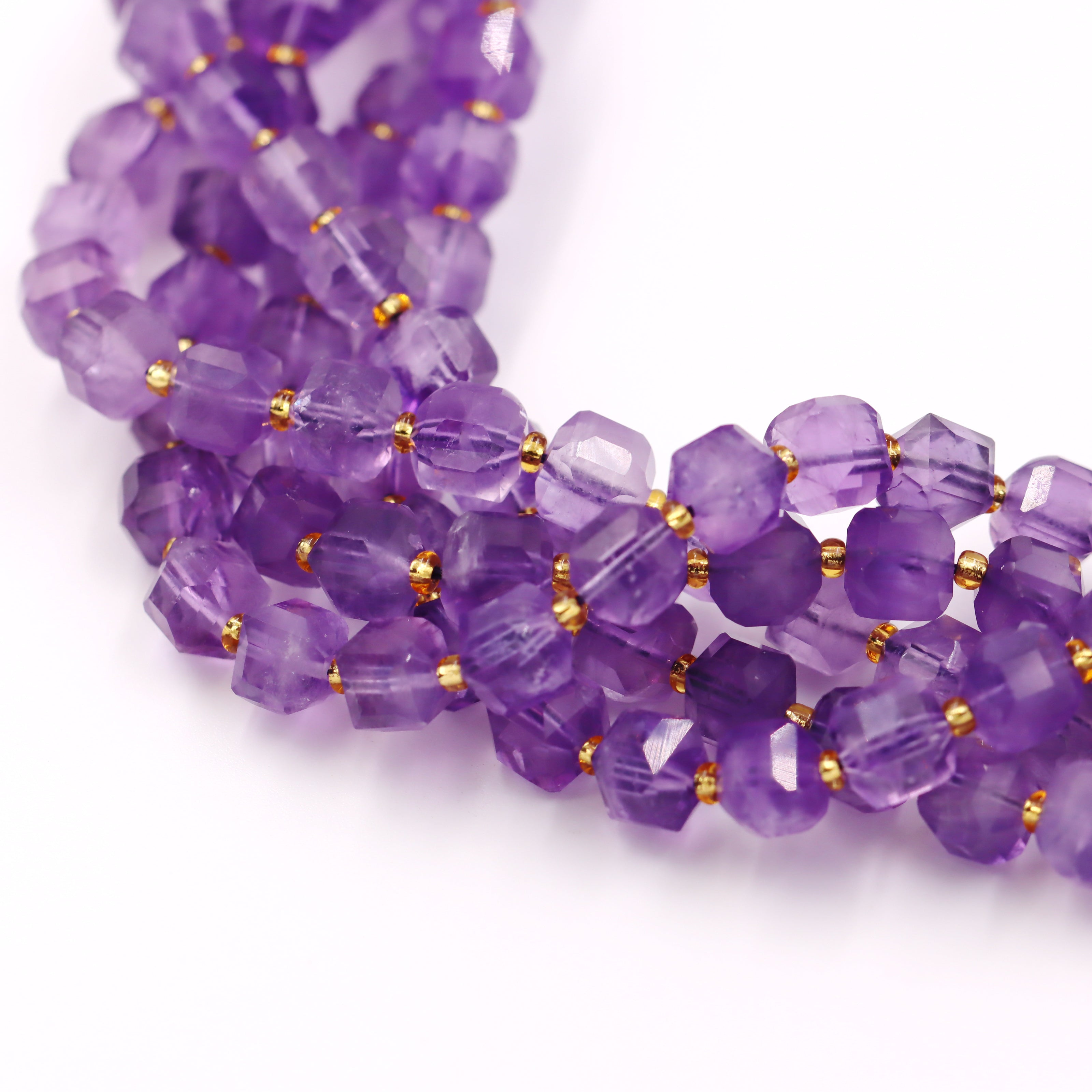 Malahill faceted cube stone beads for jewelry making, sold per bag 5 strands inside, Amethyst beads