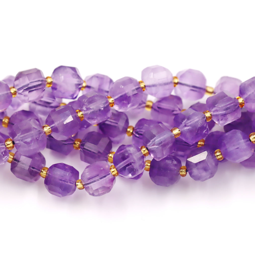 Malahill faceted cube stone beads for jewelry making, sold per bag 5 strands inside, Amethyst beads