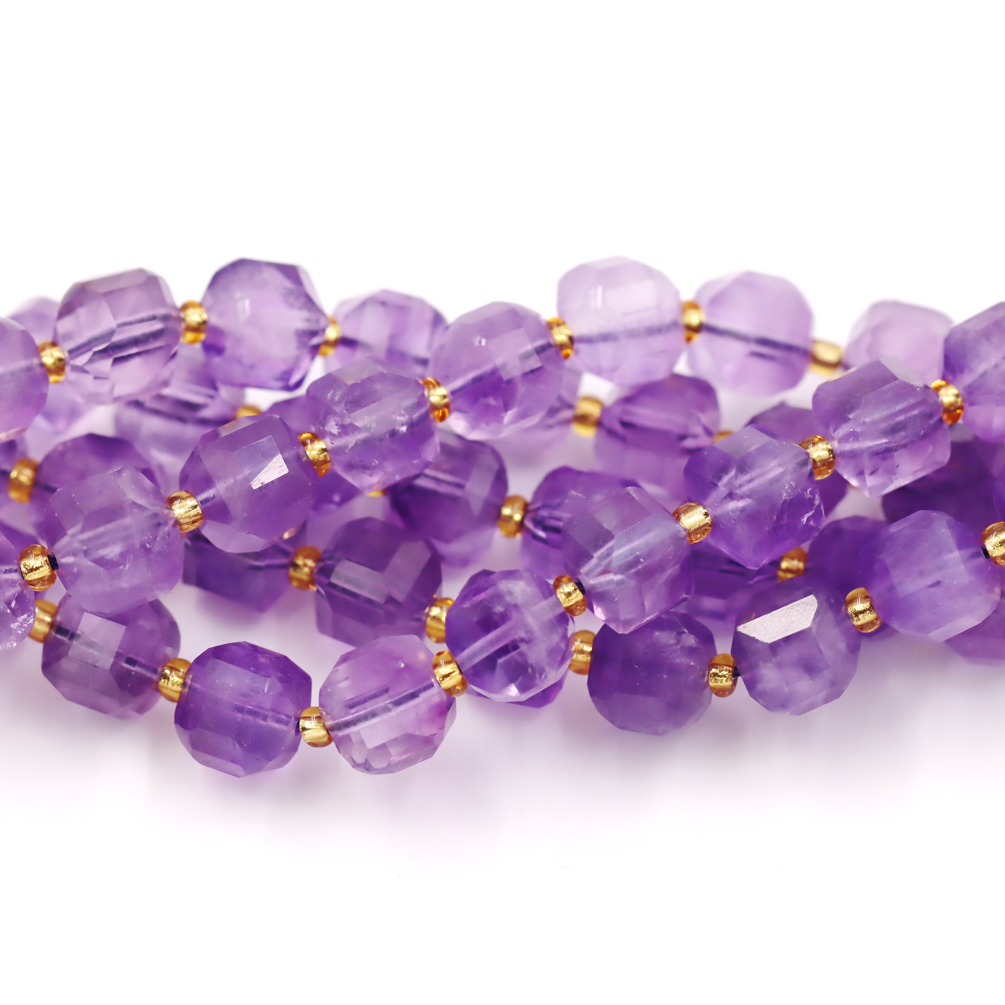 Malahill faceted cube stone beads for jewelry making, sold per bag 5 strands inside, Amethyst beads