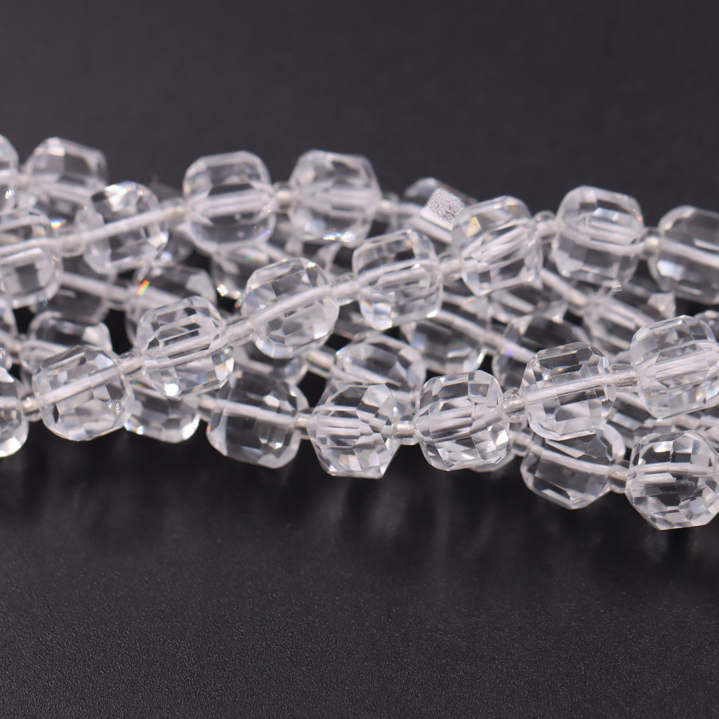 Malahill faceted cube stone beads for jewelry making, sold per bag 5 strands inside, Clear Quartz beads