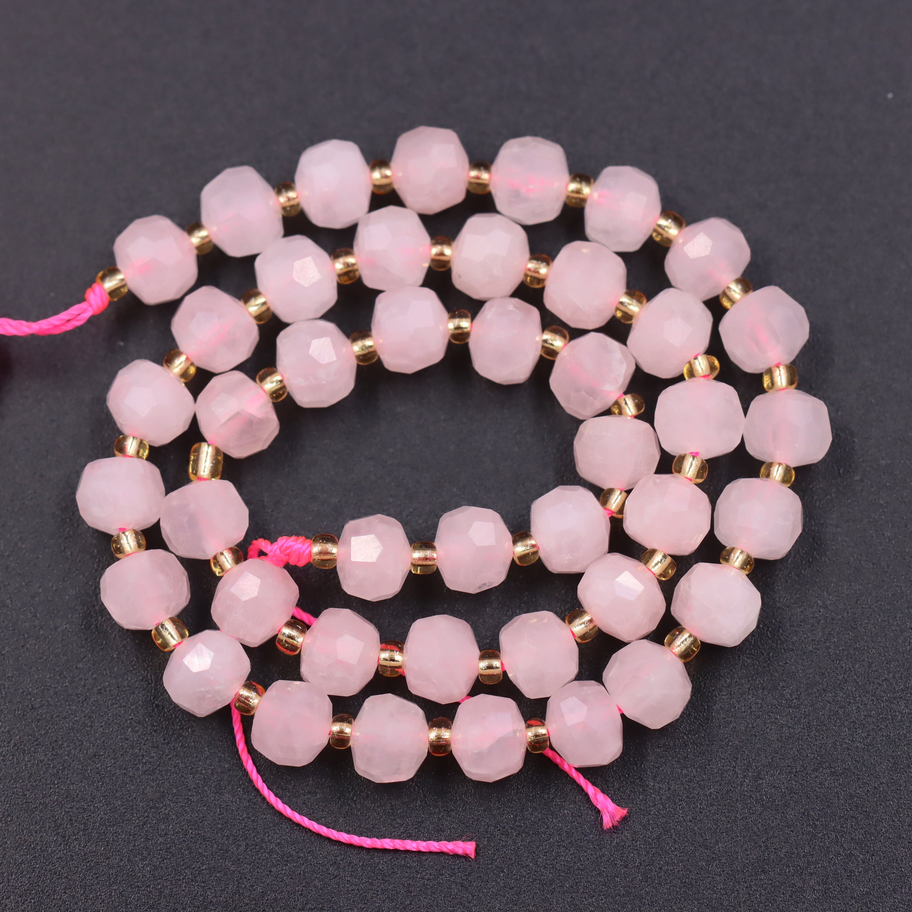 Malahill faceted rondelle gemstone for jewelry making, sold per bag 5 strands inside, Rose Quartz beads