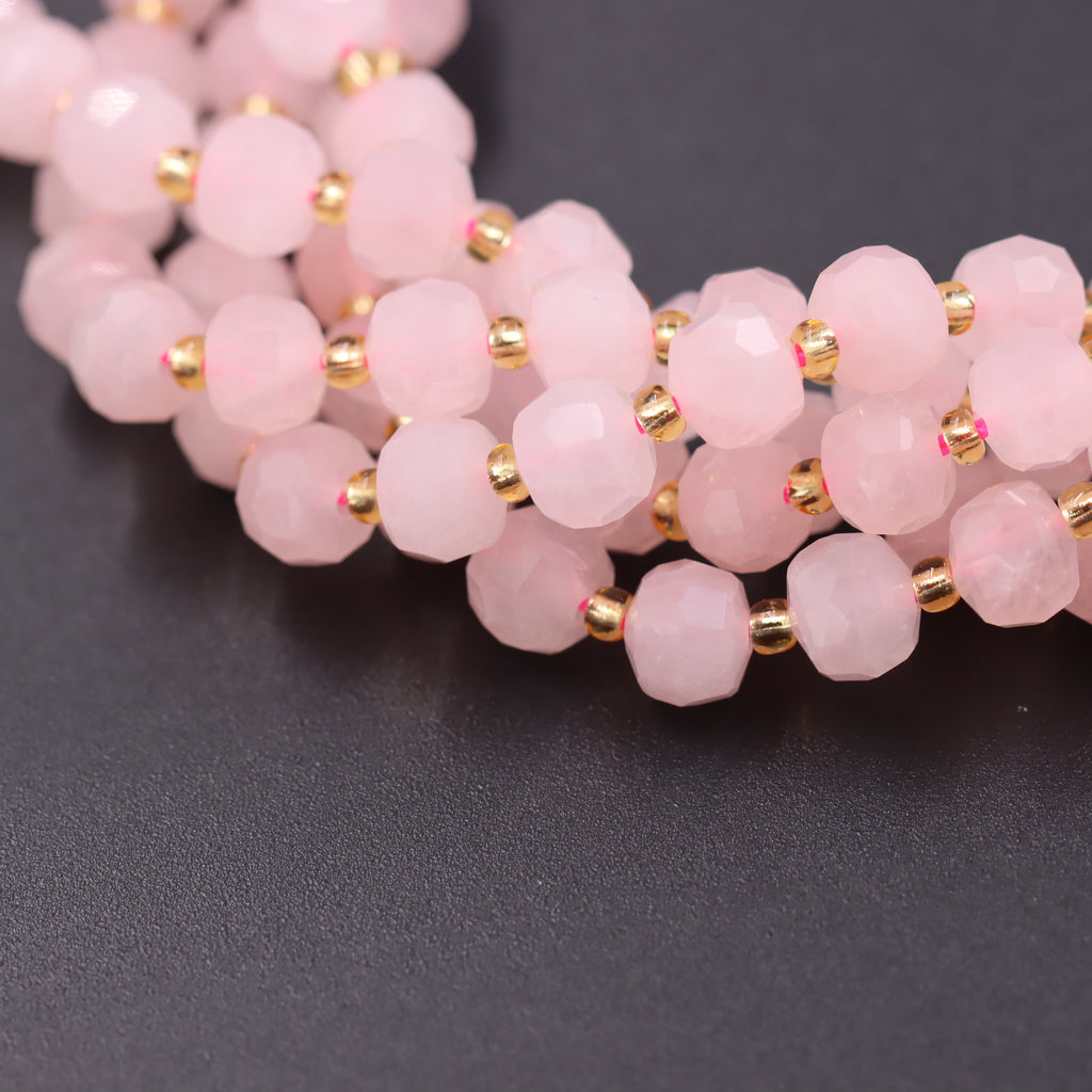 Malahill faceted rondelle gemstone for jewelry making, sold per bag 5 strands inside, Rose Quartz beads