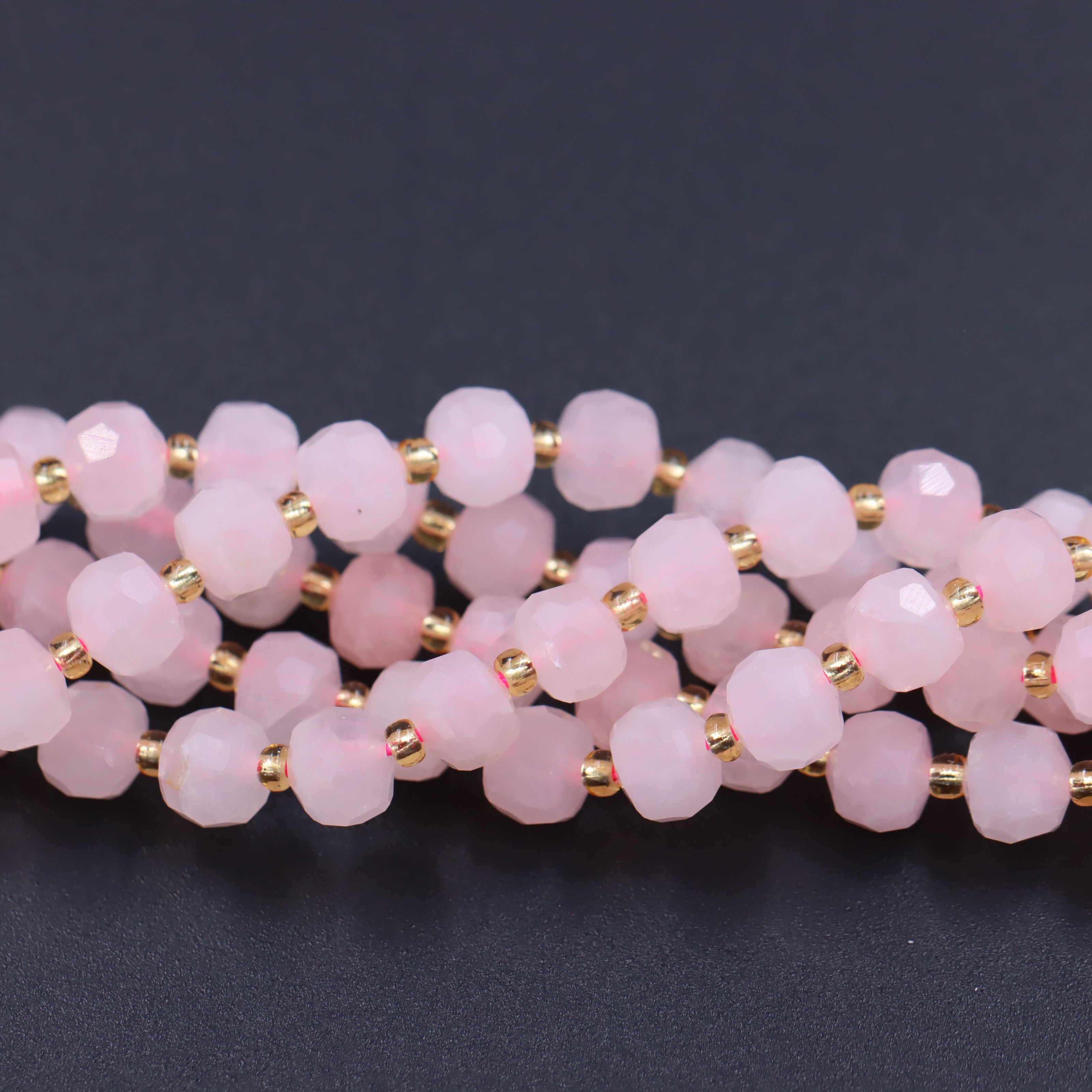 Malahill faceted rondelle gemstone for jewelry making, sold per bag 5 strands inside, Rose Quartz beads