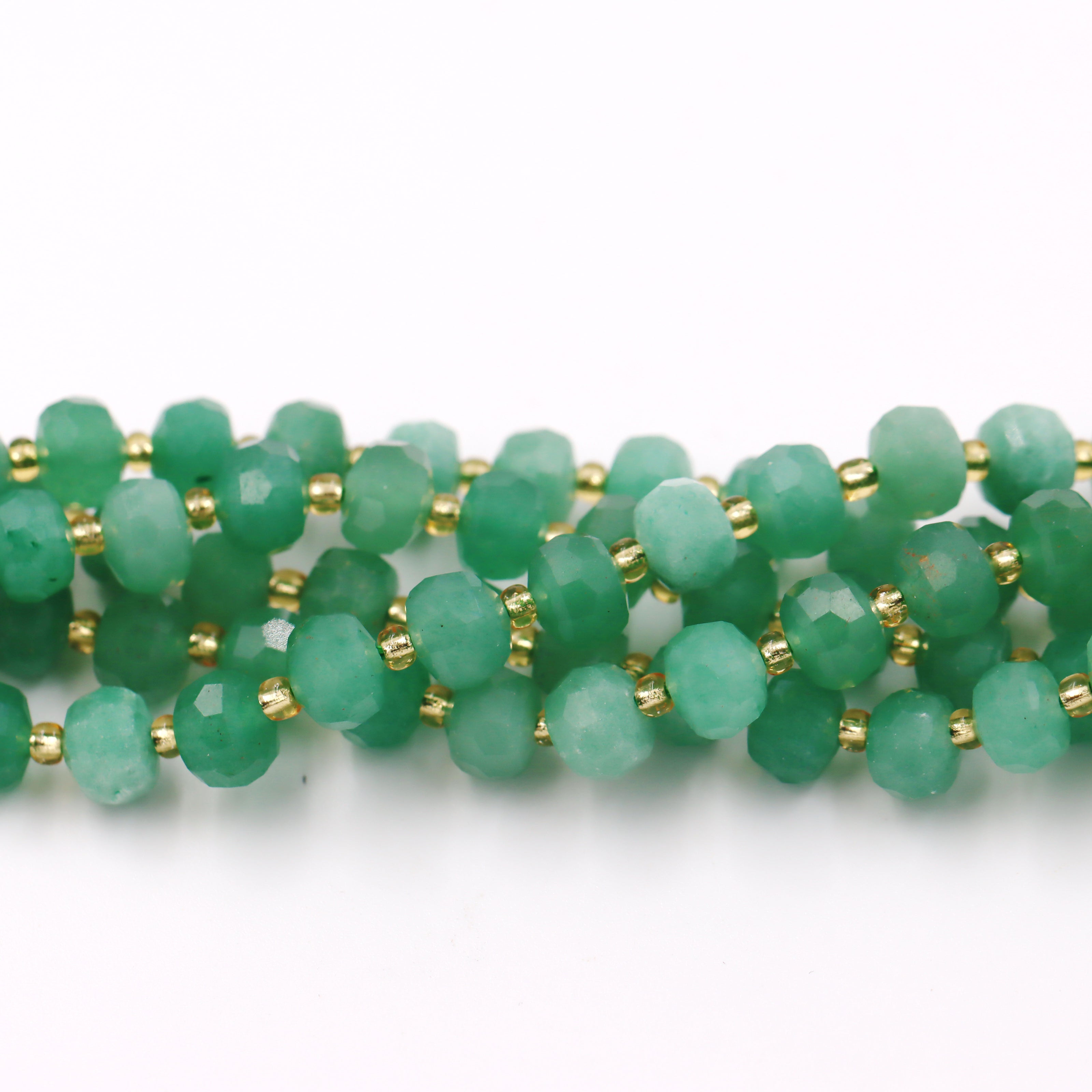 Malahill faceted rondelle gemstone for jewelry making, sold per bag 5 strands inside, Green Aventurine beads
