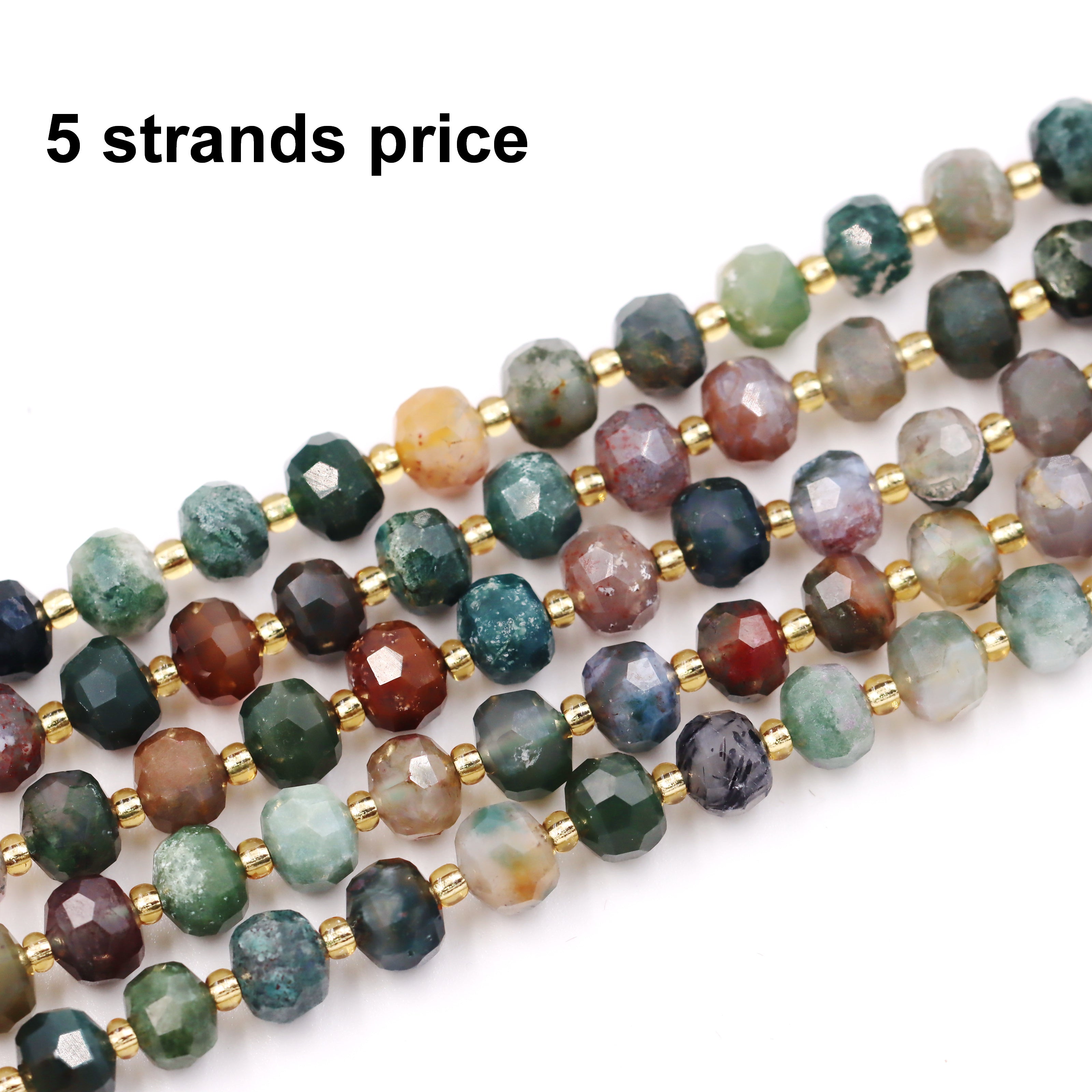 Malahill faceted rondelle gemstone for jewelry making, sold per bag 5 strands inside, Indian Agate beads