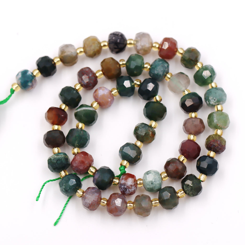Malahill faceted rondelle gemstone for jewelry making, sold per bag 5 strands inside, Indian Agate beads