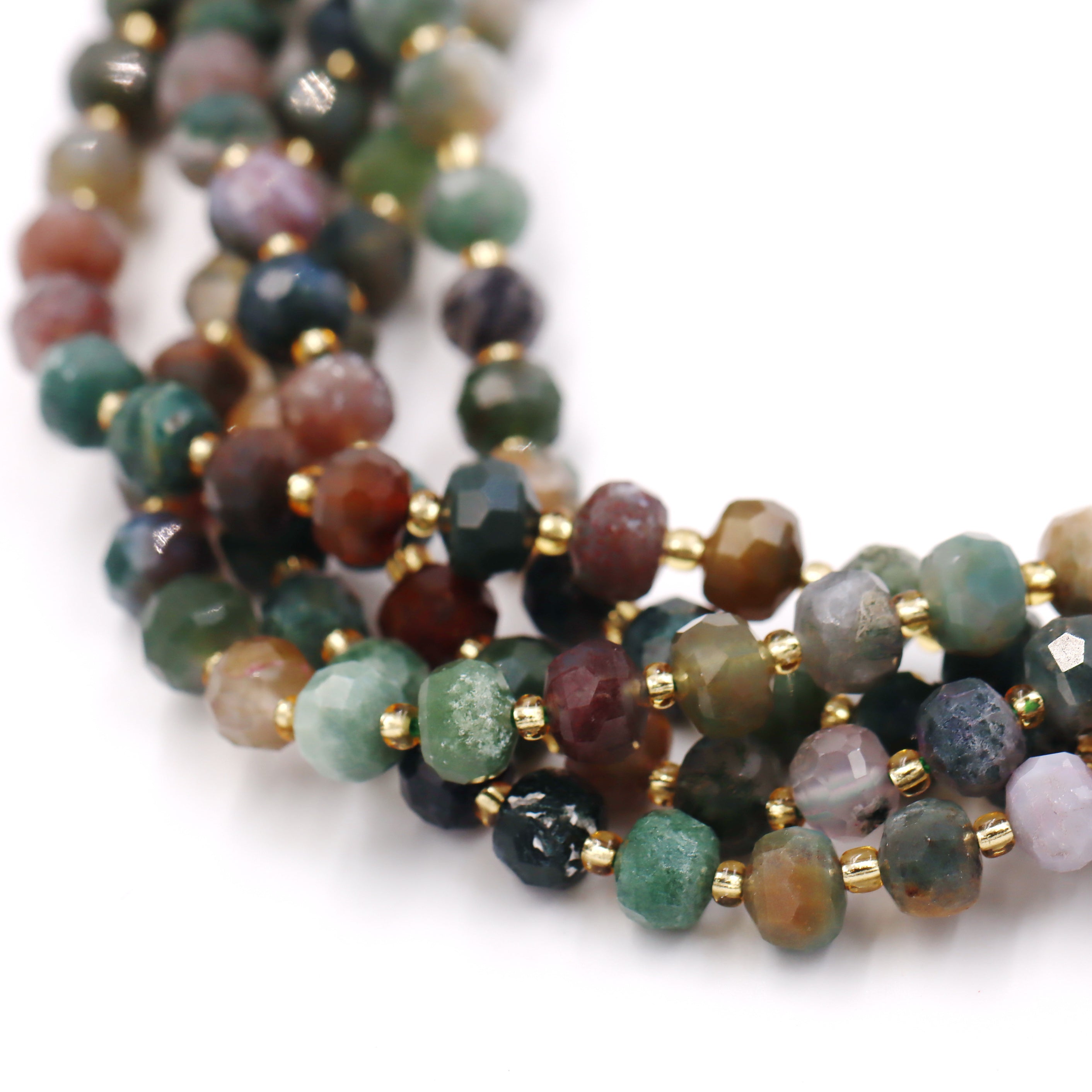 Malahill faceted rondelle gemstone for jewelry making, sold per bag 5 strands inside, Indian Agate beads