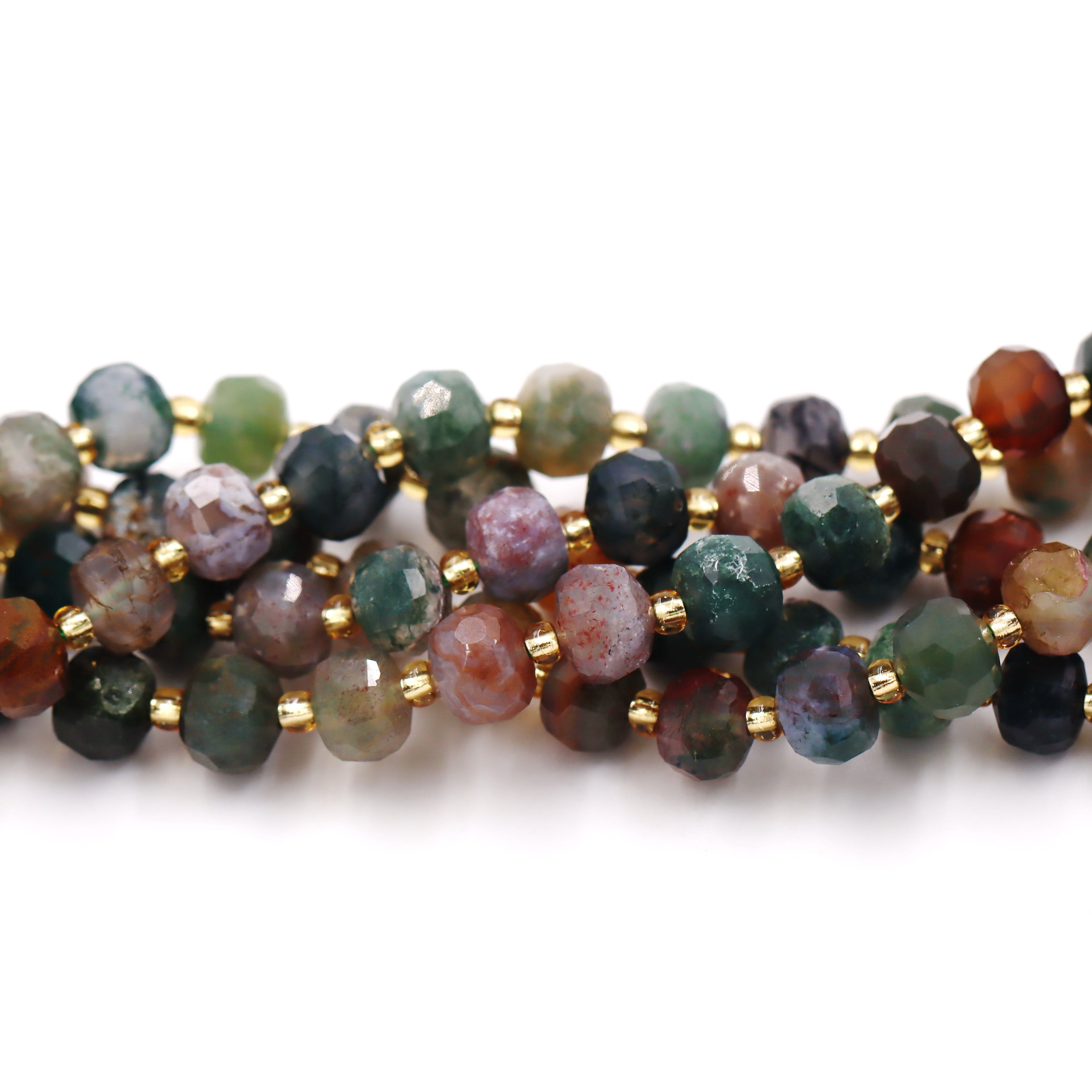 Malahill faceted rondelle gemstone for jewelry making, sold per bag 5 strands inside, Indian Agate beads