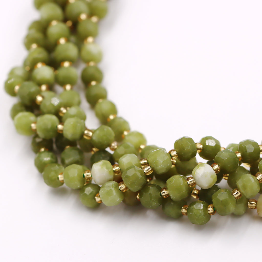 Malahill faceted rondelle gemstone for jewelry making, sold per bag 5 strands inside, China Southen Jade beads