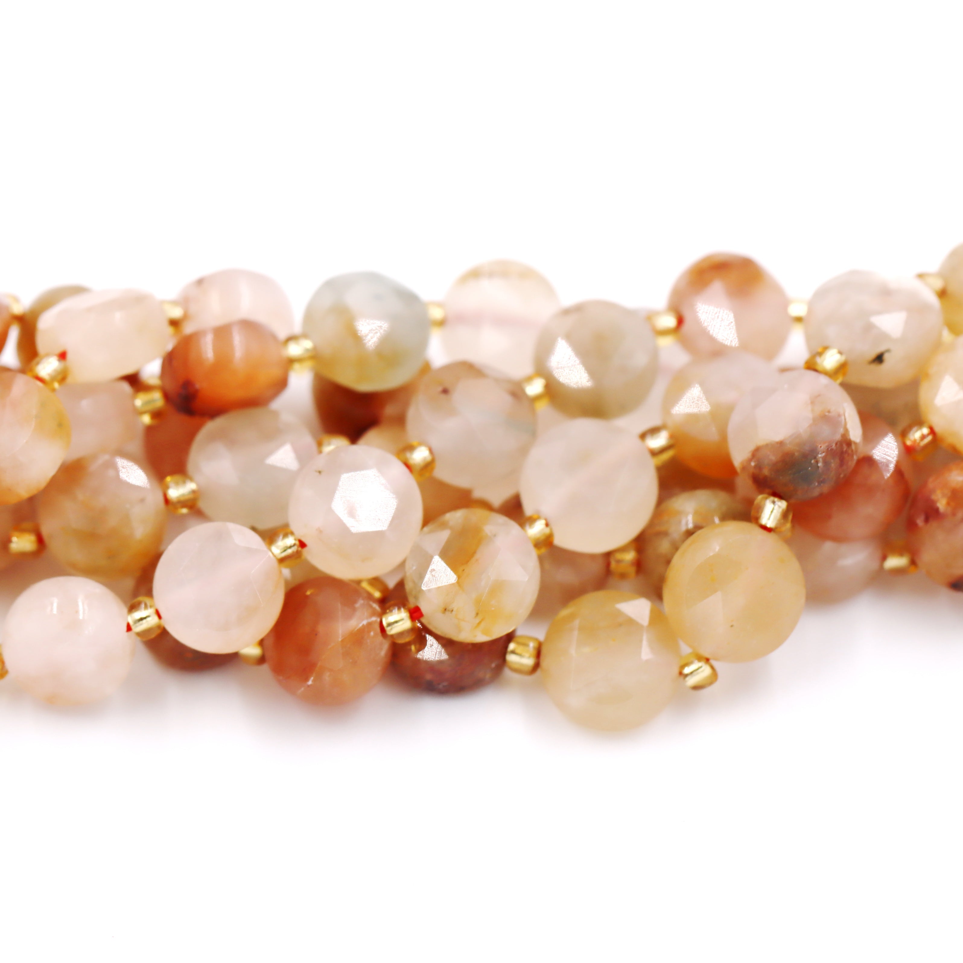 Malahill faceted flat round stone beads for jewelry making, sold per bag 5 strands inside, Sekura Quartz beads