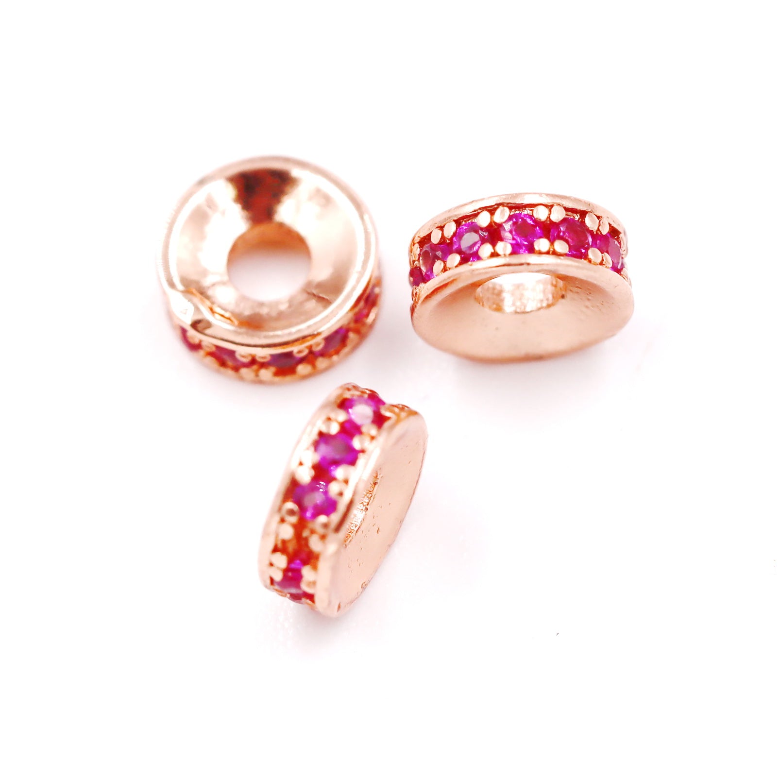 Malahill excellent quality cubic zirconia paved brass beads, sold per box 30 pieces inside