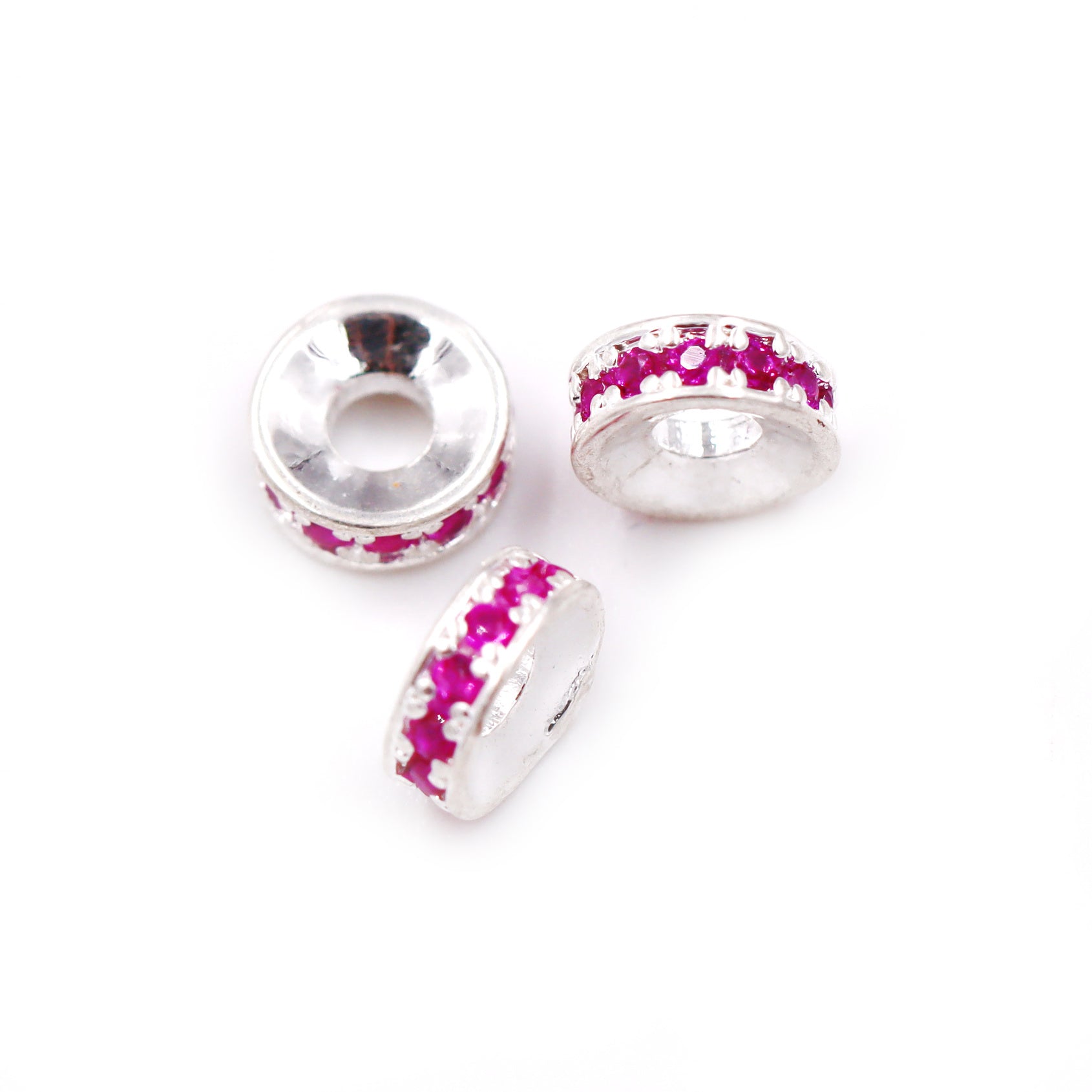 Malahill excellent quality cubic zirconia paved brass beads, sold per box 30 pieces inside