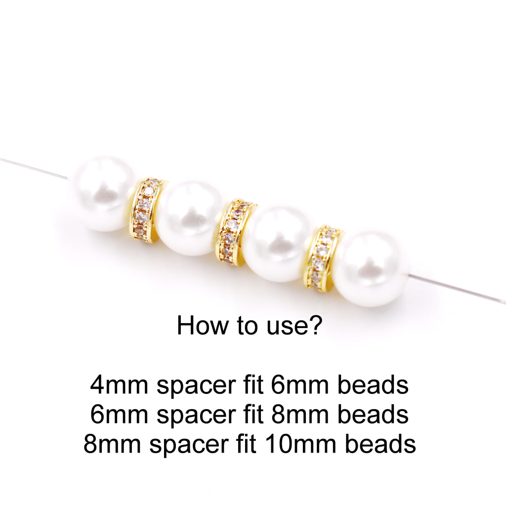 Malahill excellent quality cubic zirconia paved brass beads, sold per box 30 pieces inside