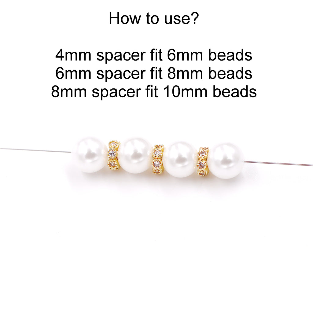 Malahill excellent quality cubic zirconia paved brass beads, sold per box 30 pieces inside