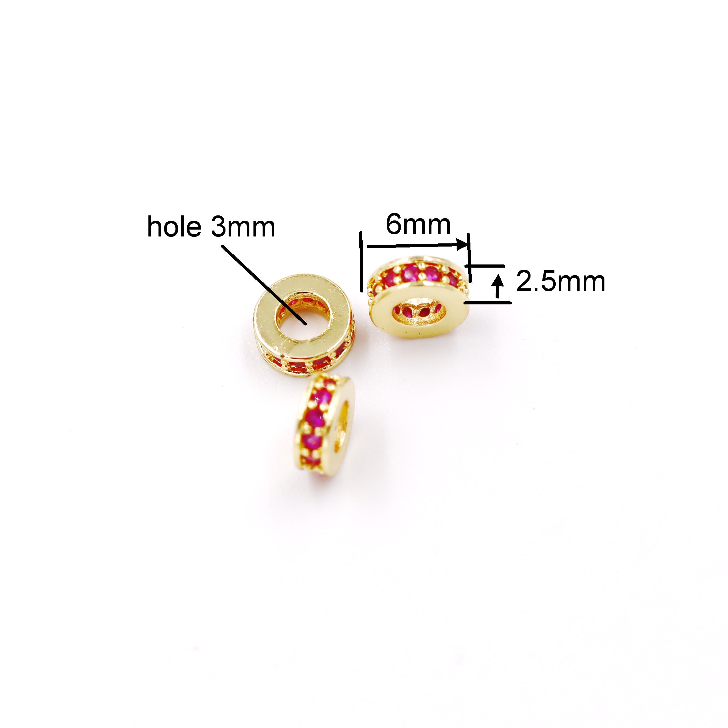 Malahill excellent quality cubic zirconia paved brass beads, sold per box 30 pieces inside