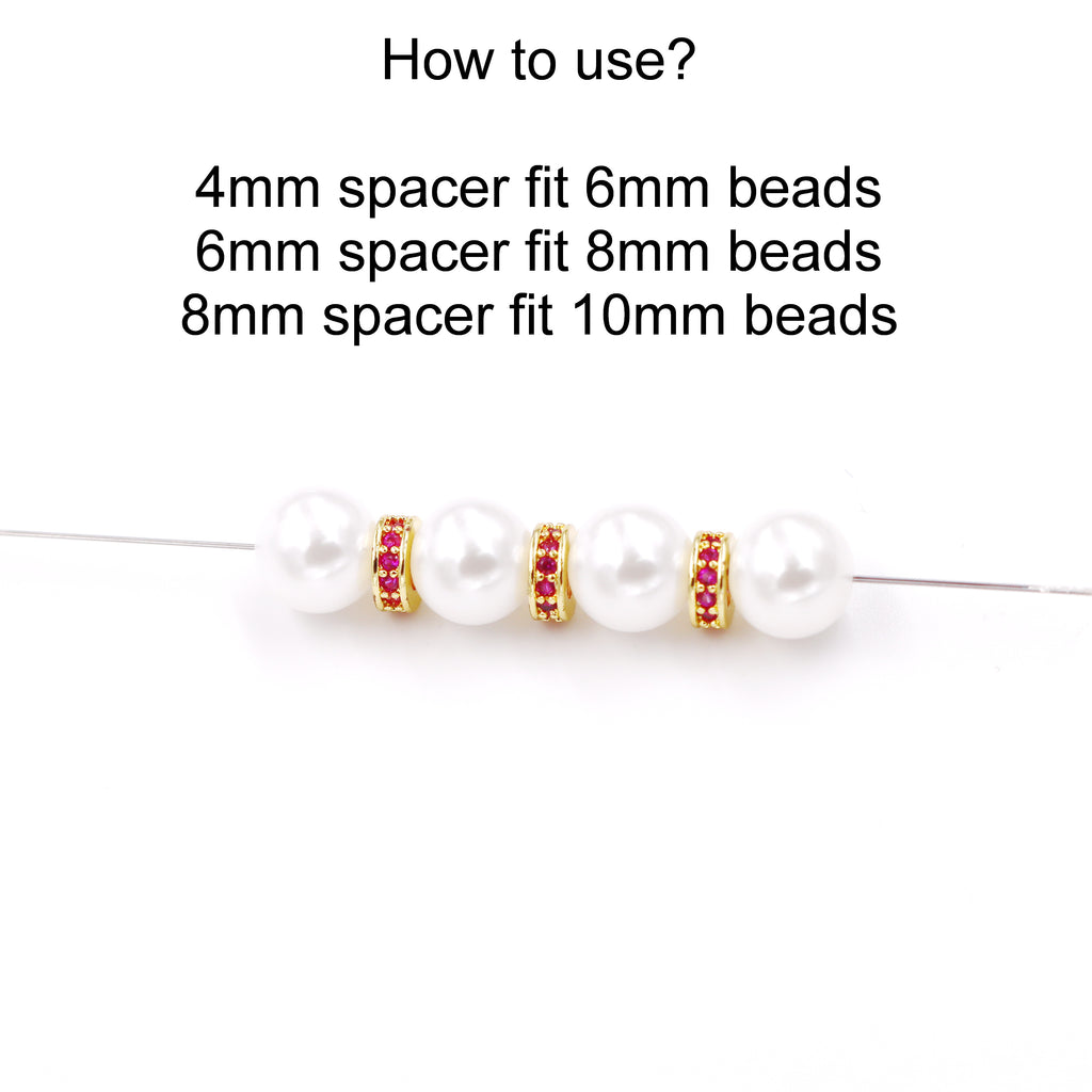 Malahill excellent quality cubic zirconia paved brass beads, sold per box 30 pieces inside