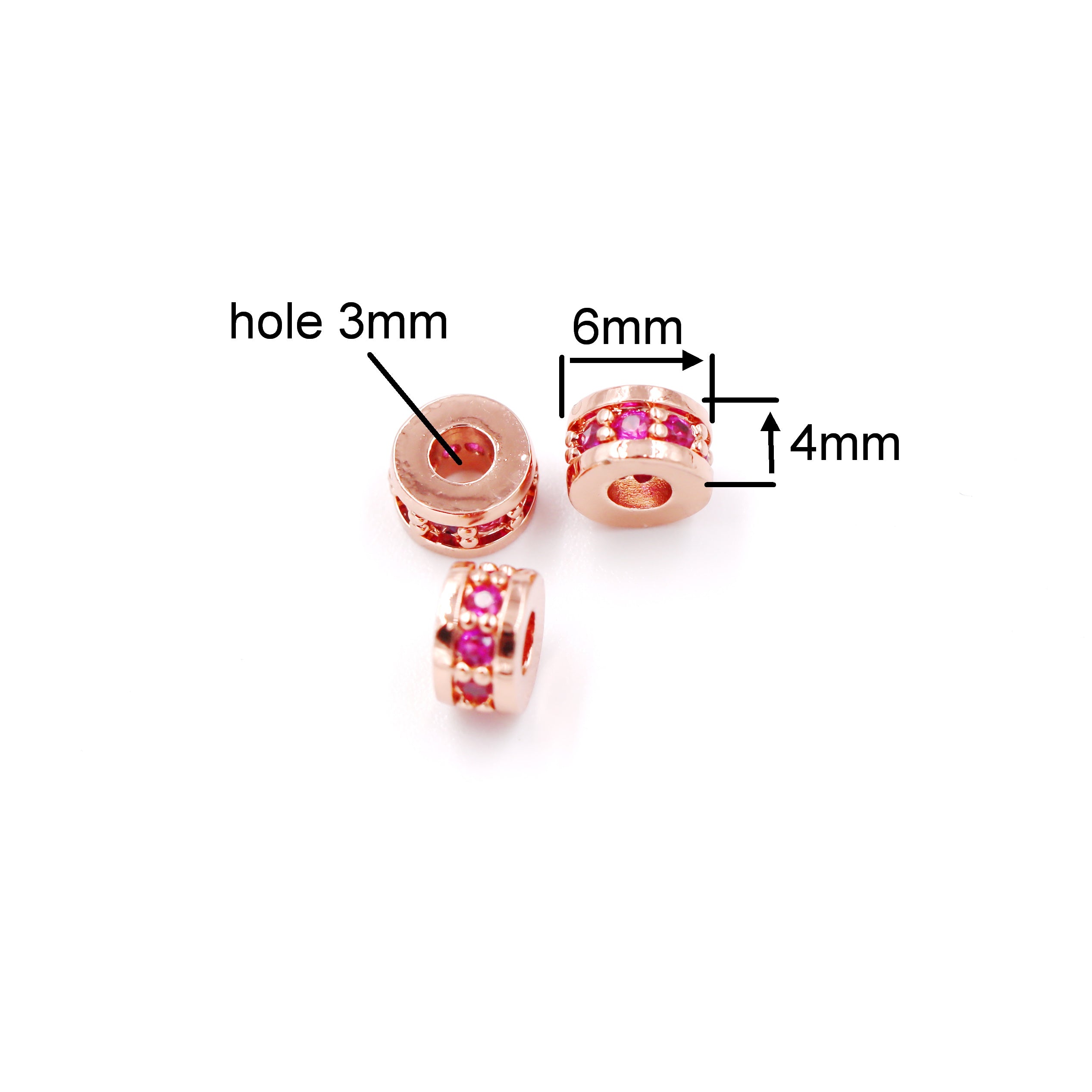 Malahill excellent quality cubic zirconia paved brass spacer beads, sold per box 30 pieces inside