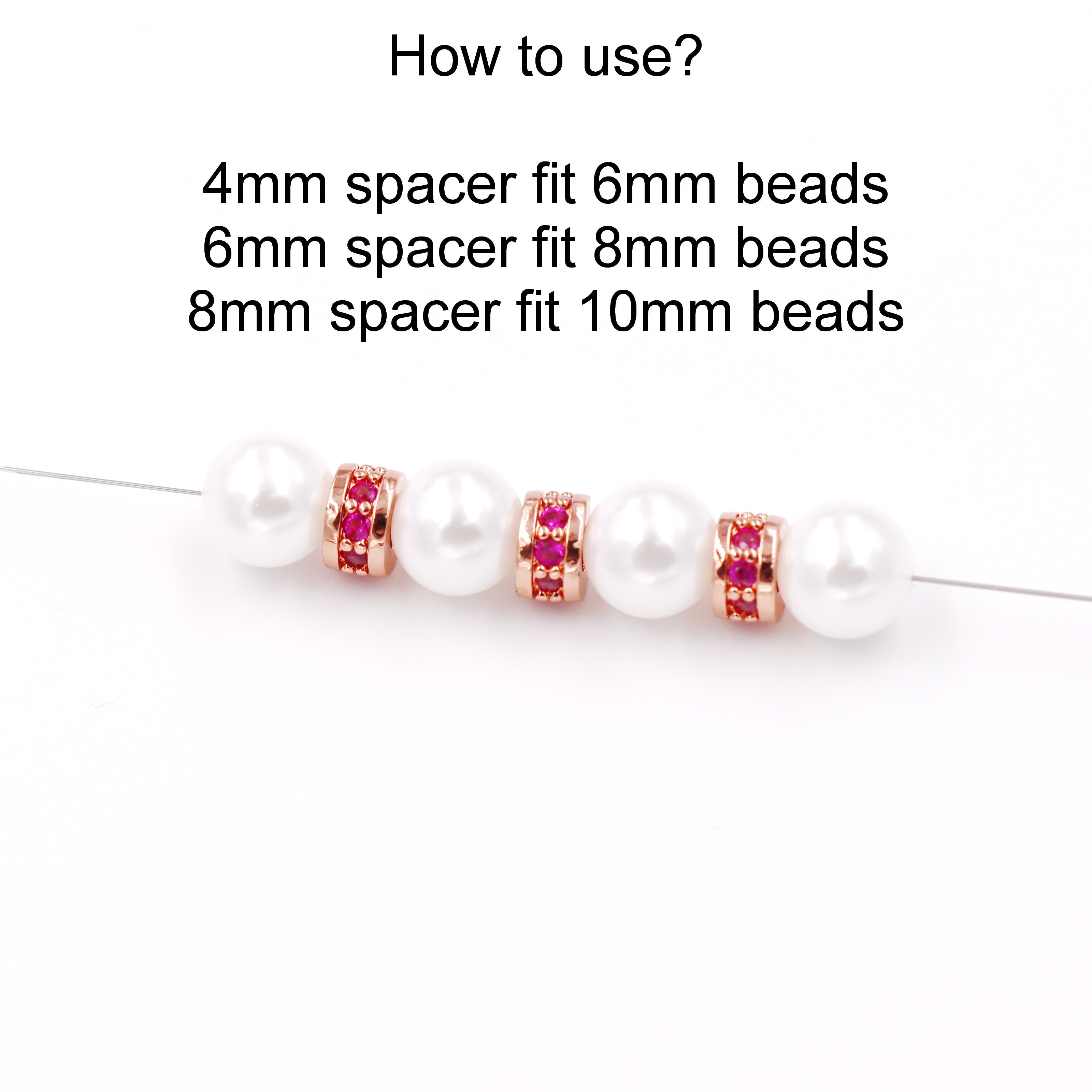 Malahill excellent quality cubic zirconia paved brass spacer beads, sold per box 30 pieces inside