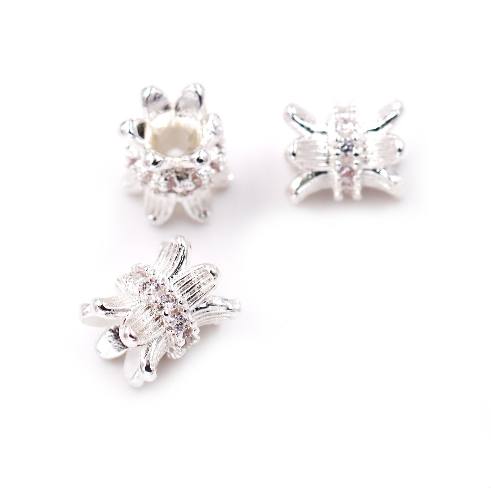 Malahill excellent quality cubic zirconia paved brass spacer beads, sold per box 30 pieces inside