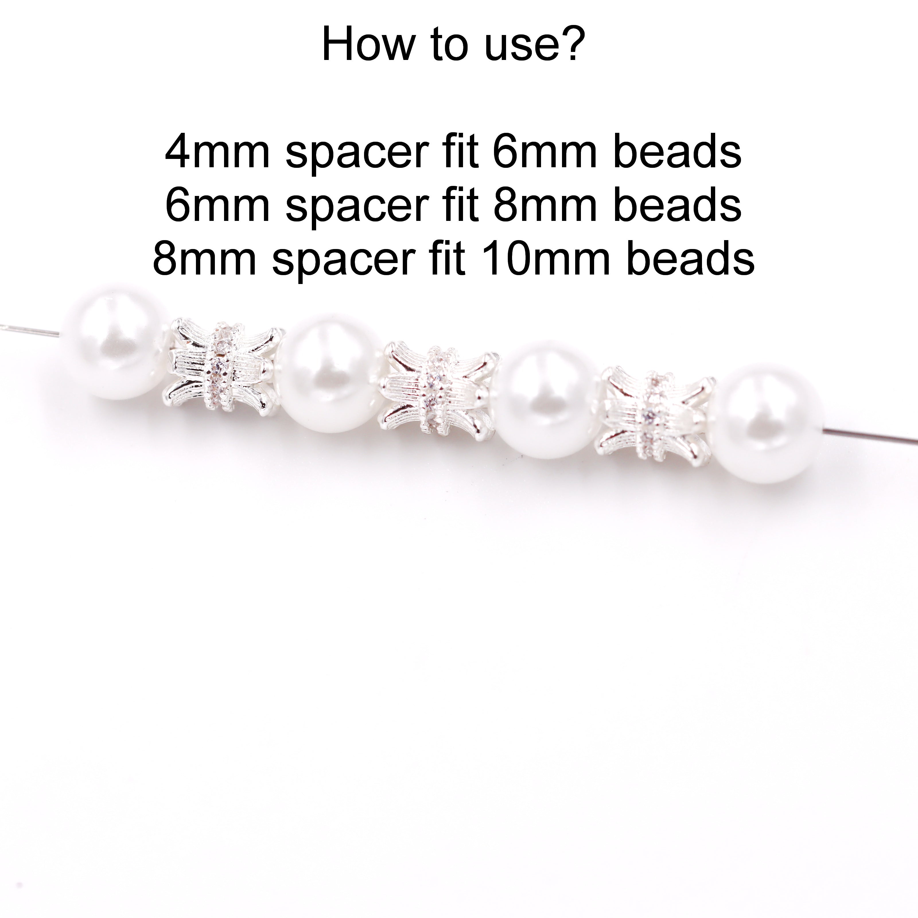 Malahill excellent quality cubic zirconia paved brass spacer beads, sold per box 30 pieces inside