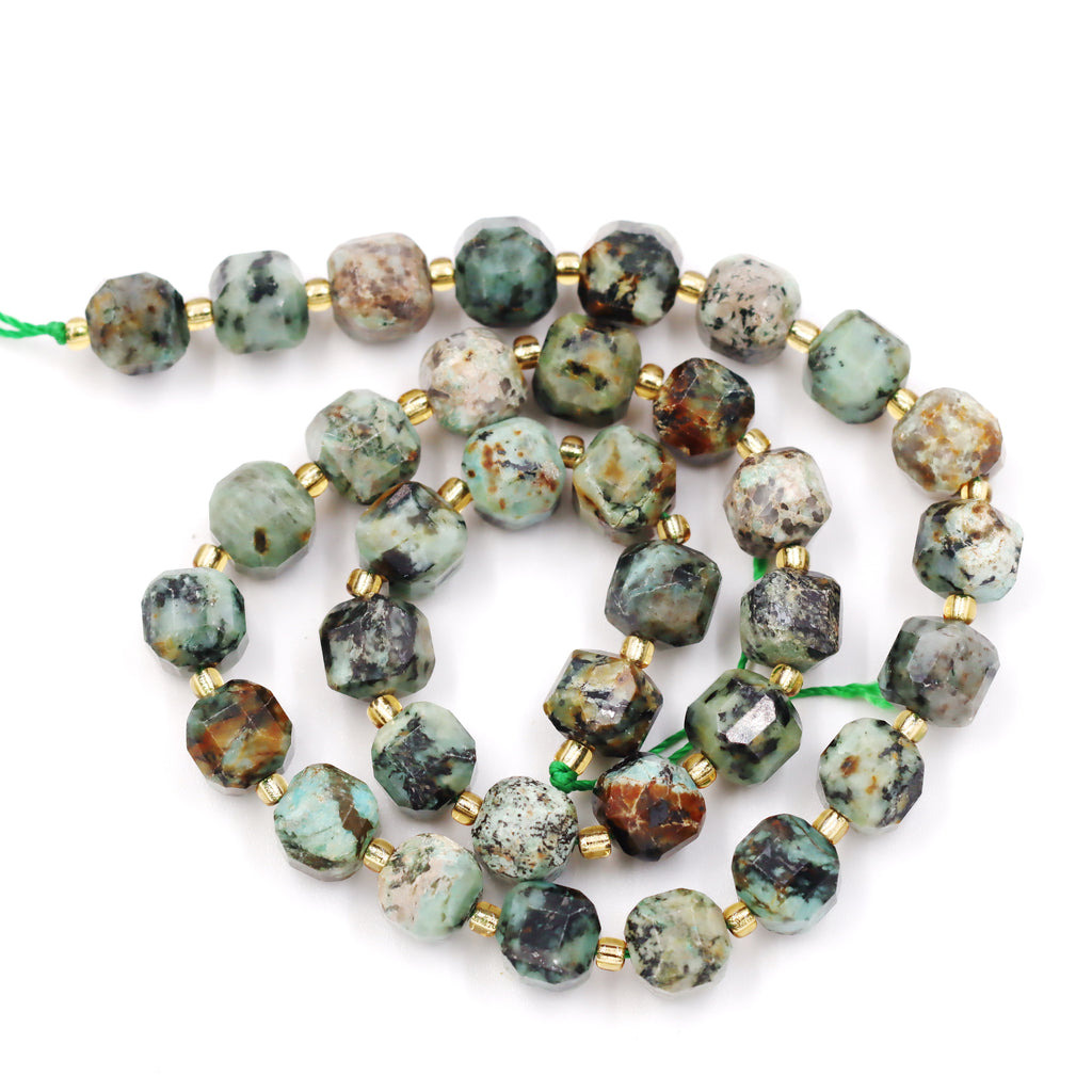 Malahill faceted cube stone beads for jewelry making, sold per bag 5 strands inside, African turquoise beads
