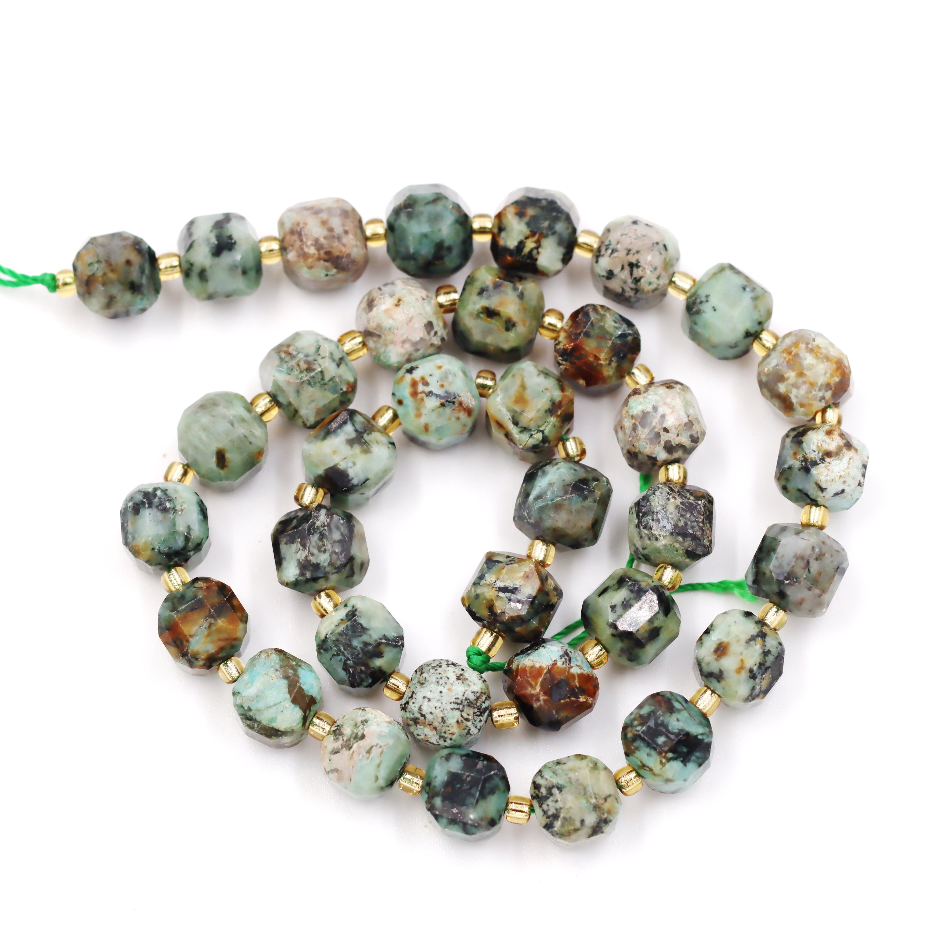 Malahill faceted cube stone beads for jewelry making, sold per bag 5 strands inside, African turquoise beads