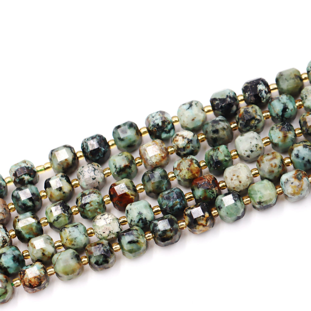Malahill faceted cube stone beads for jewelry making, sold per bag 5 strands inside, African turquoise beads