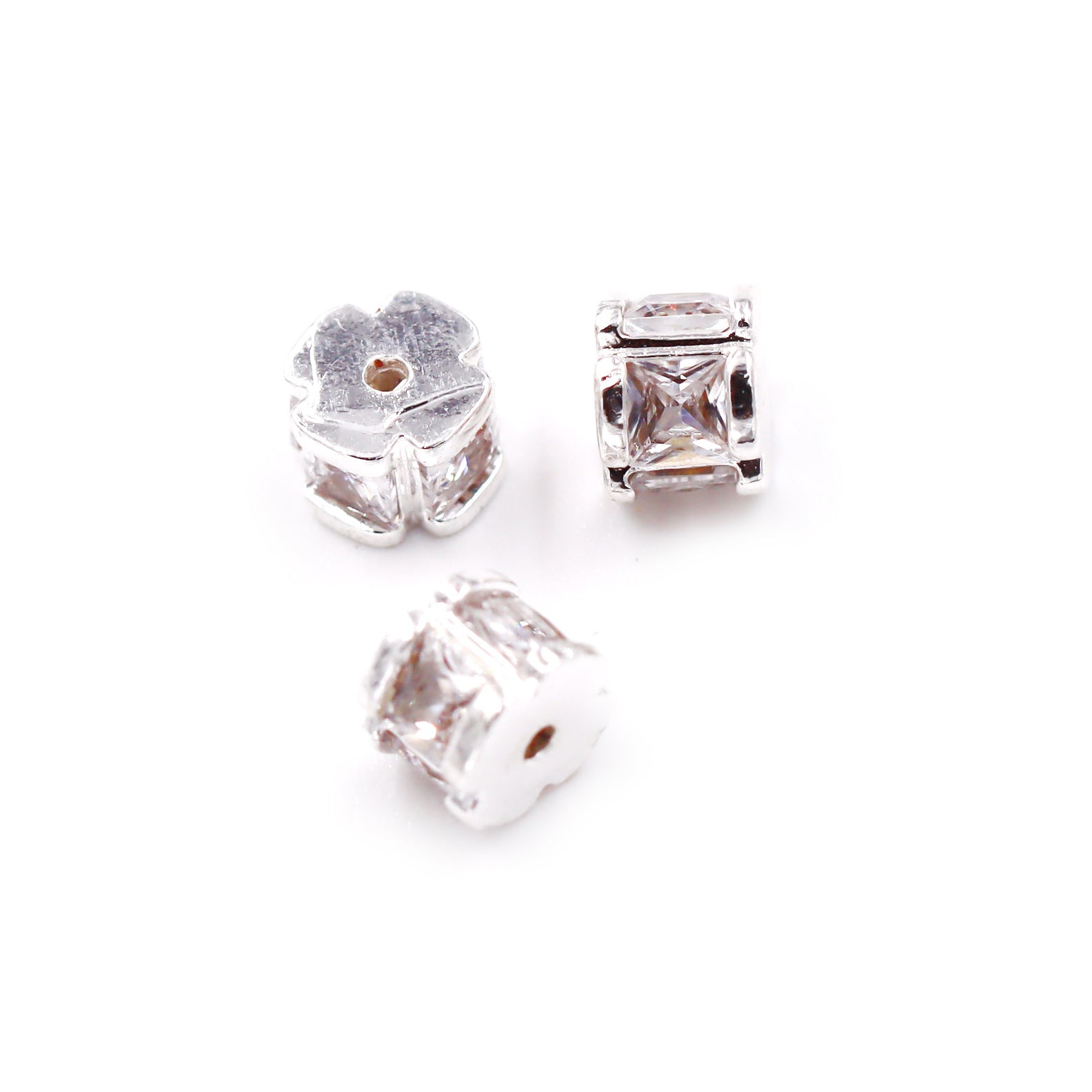 Malahill excellent quality cubic zirconia paved brass spacer beads, sold per box 30 pieces inside