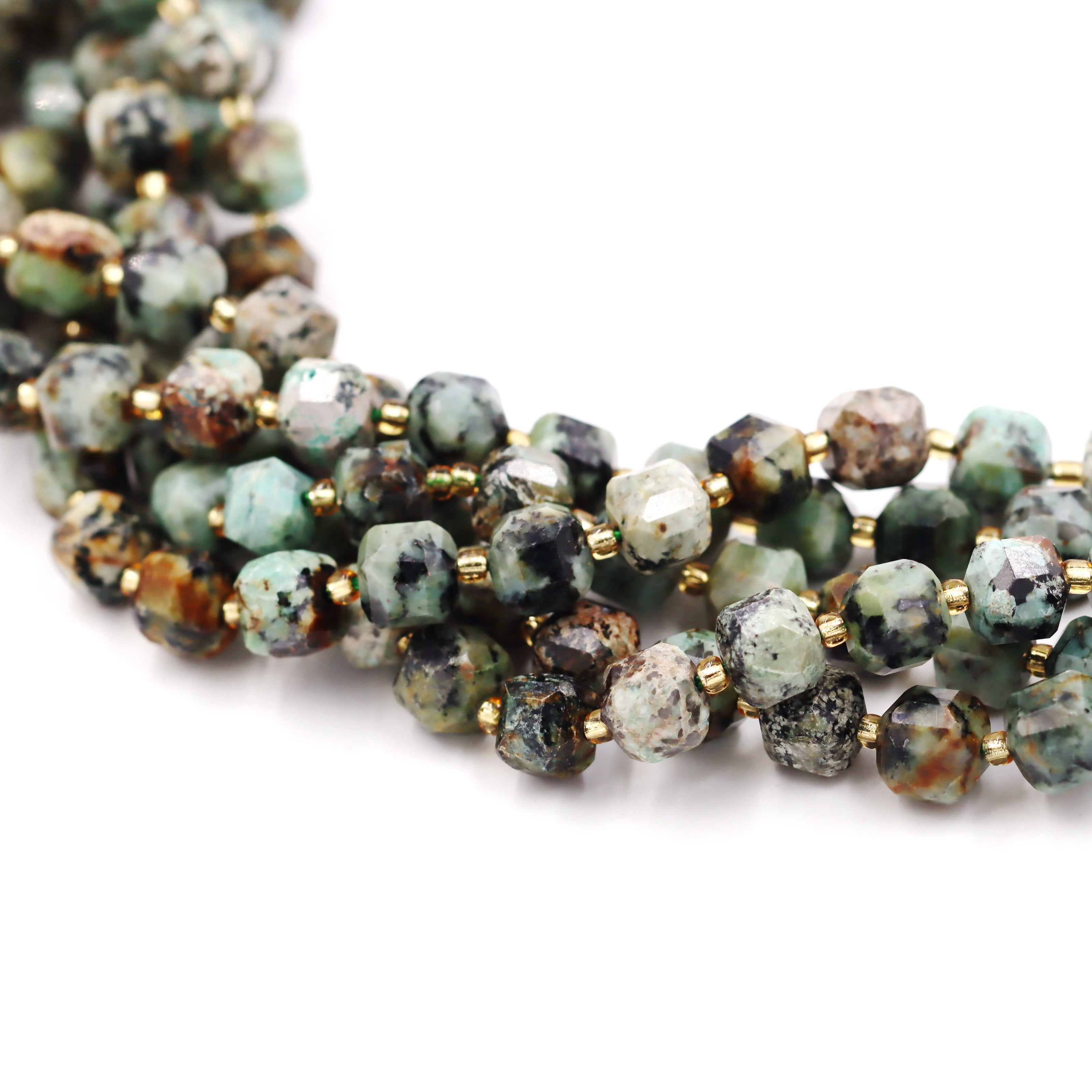 Malahill faceted cube stone beads for jewelry making, sold per bag 5 strands inside, African turquoise beads